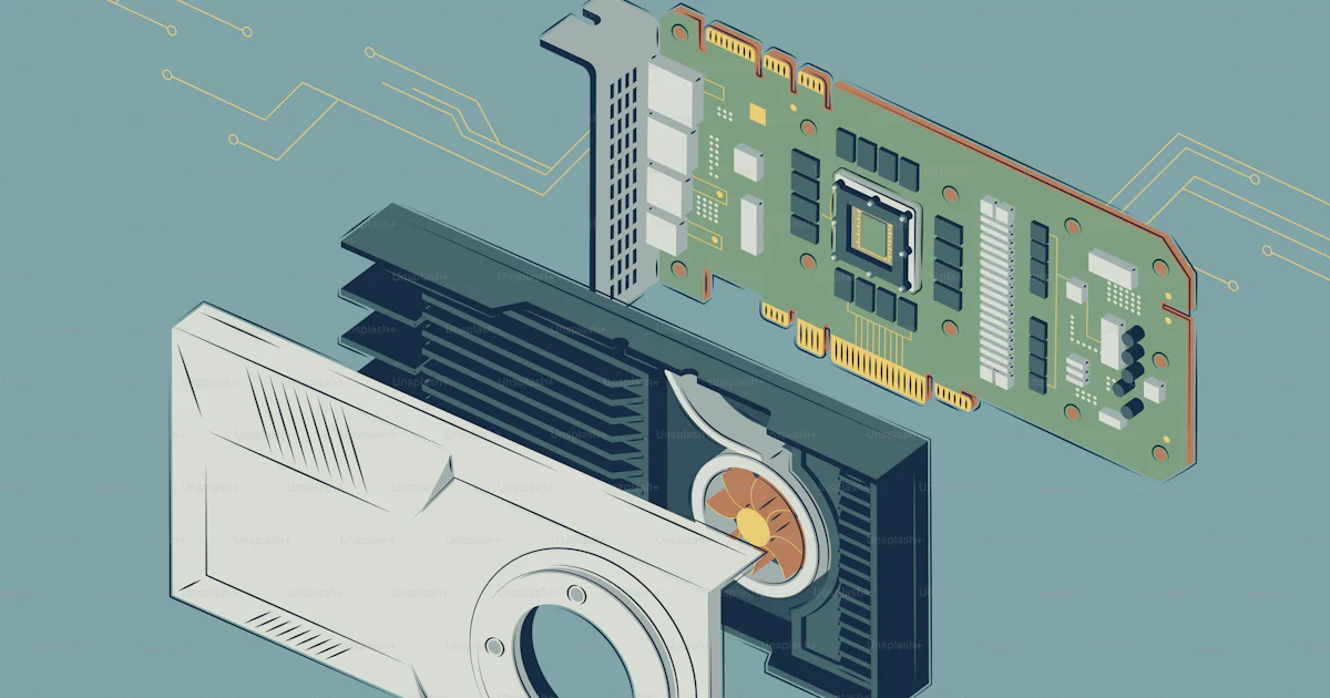 Exploded view of a computer graphics card components vector ...