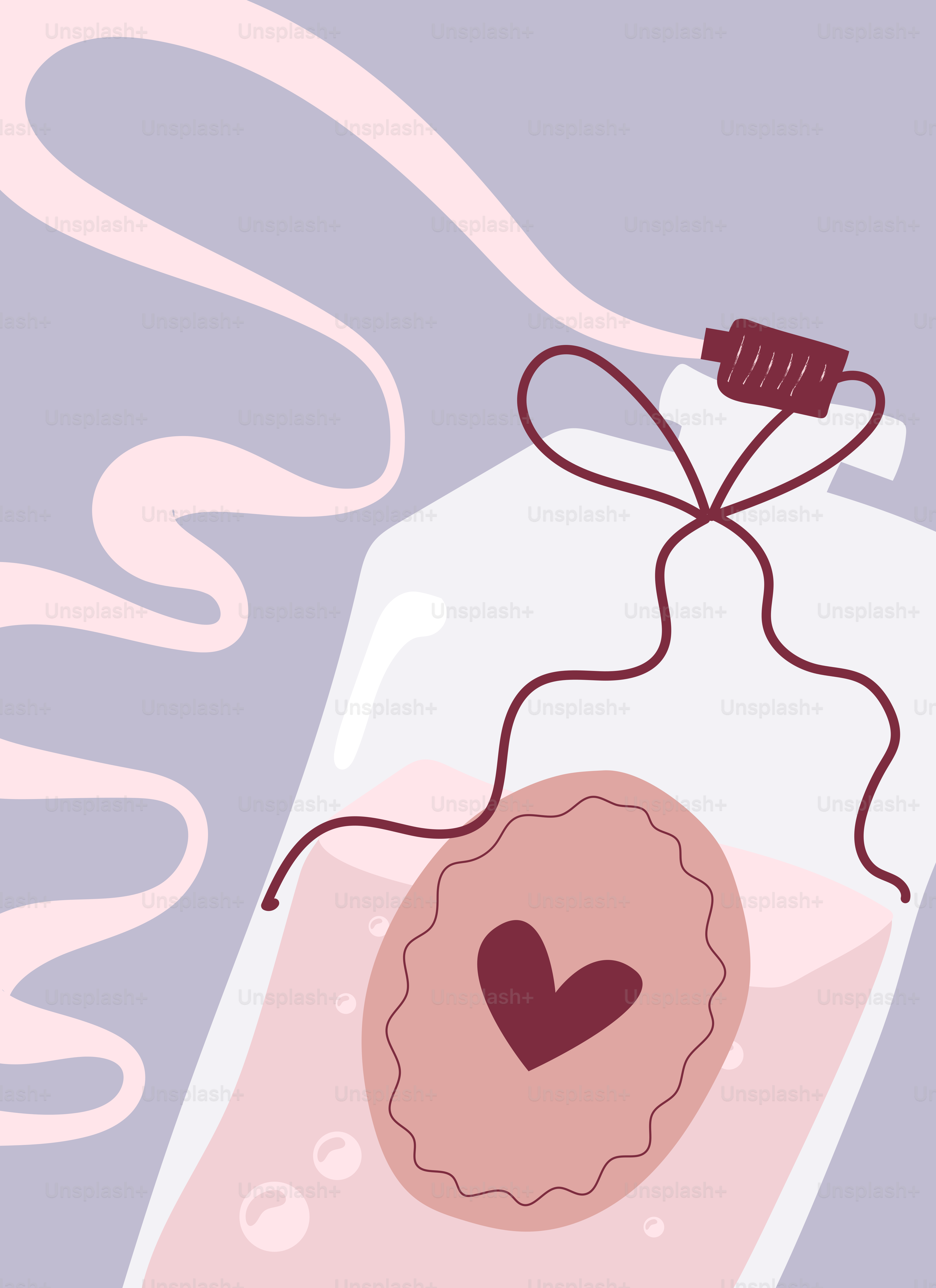Uma garrafa com rótulo de coração e líquido rosa