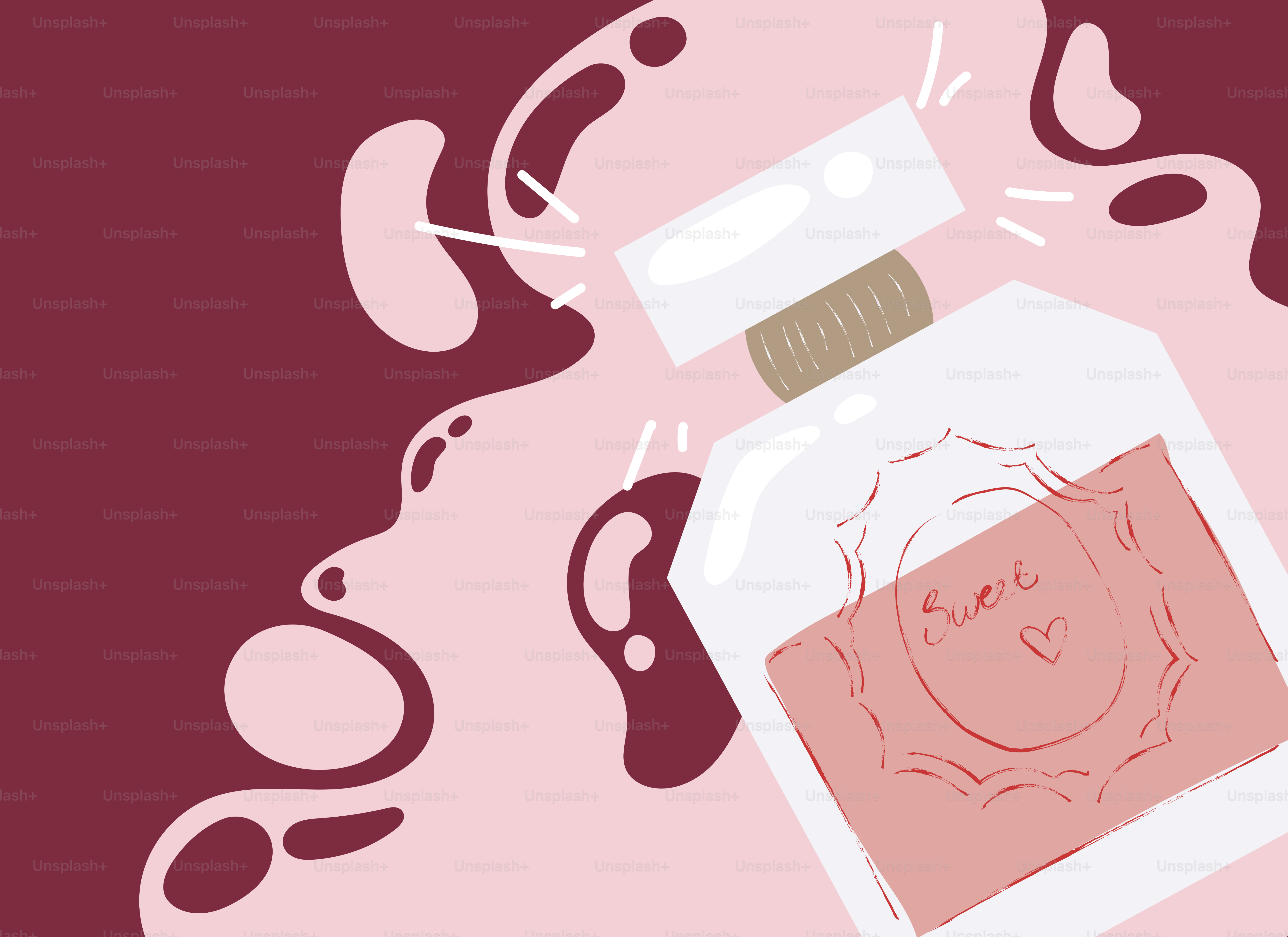 A perfume bottle with a pink label