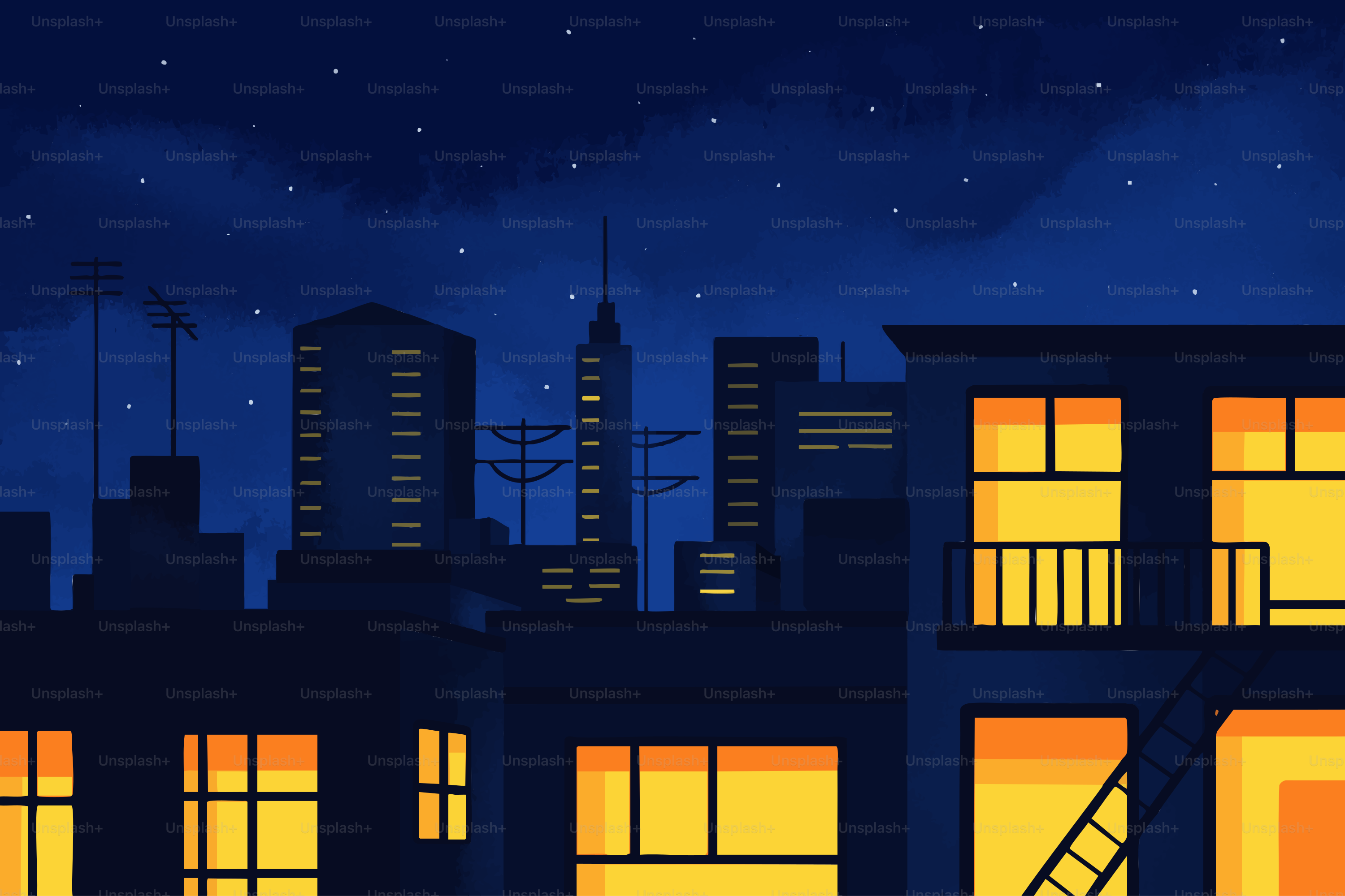 City buildings at night with highway overpasses vector – Night sky ...