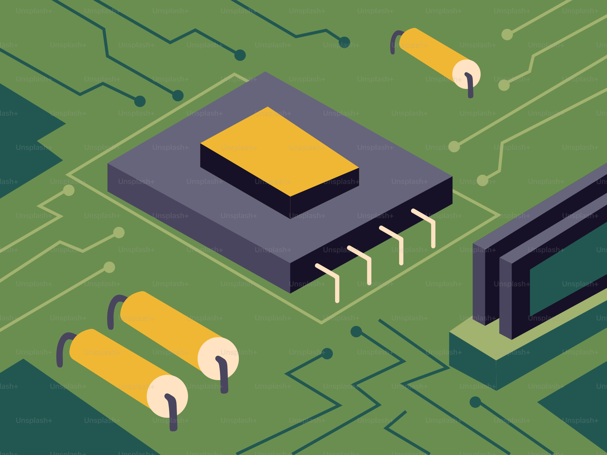 Close-up of a computer circuit board with components.