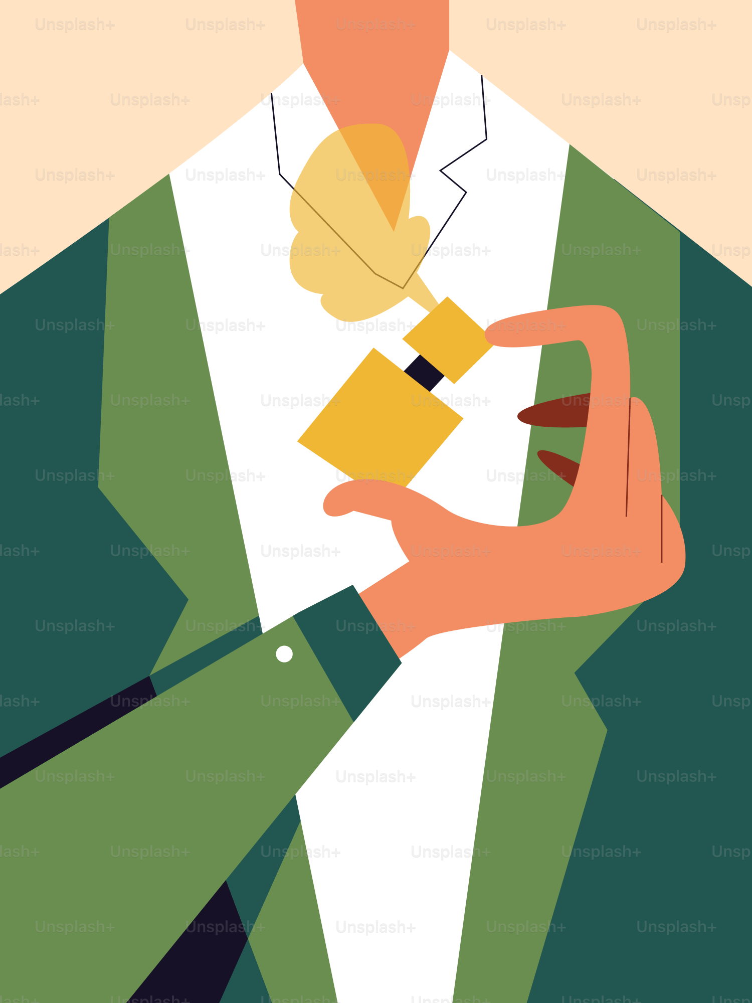 Personne vaporisant du parfum dans une bouteille dorée.