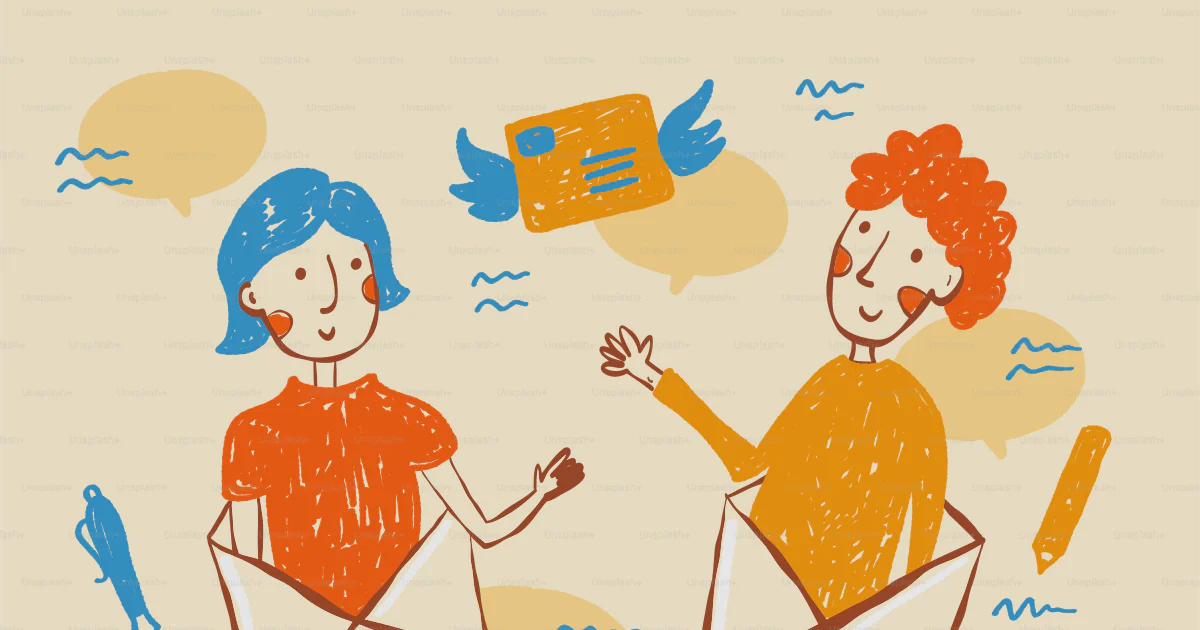 Two people communicating through envelopes with flying mail - Vector ...