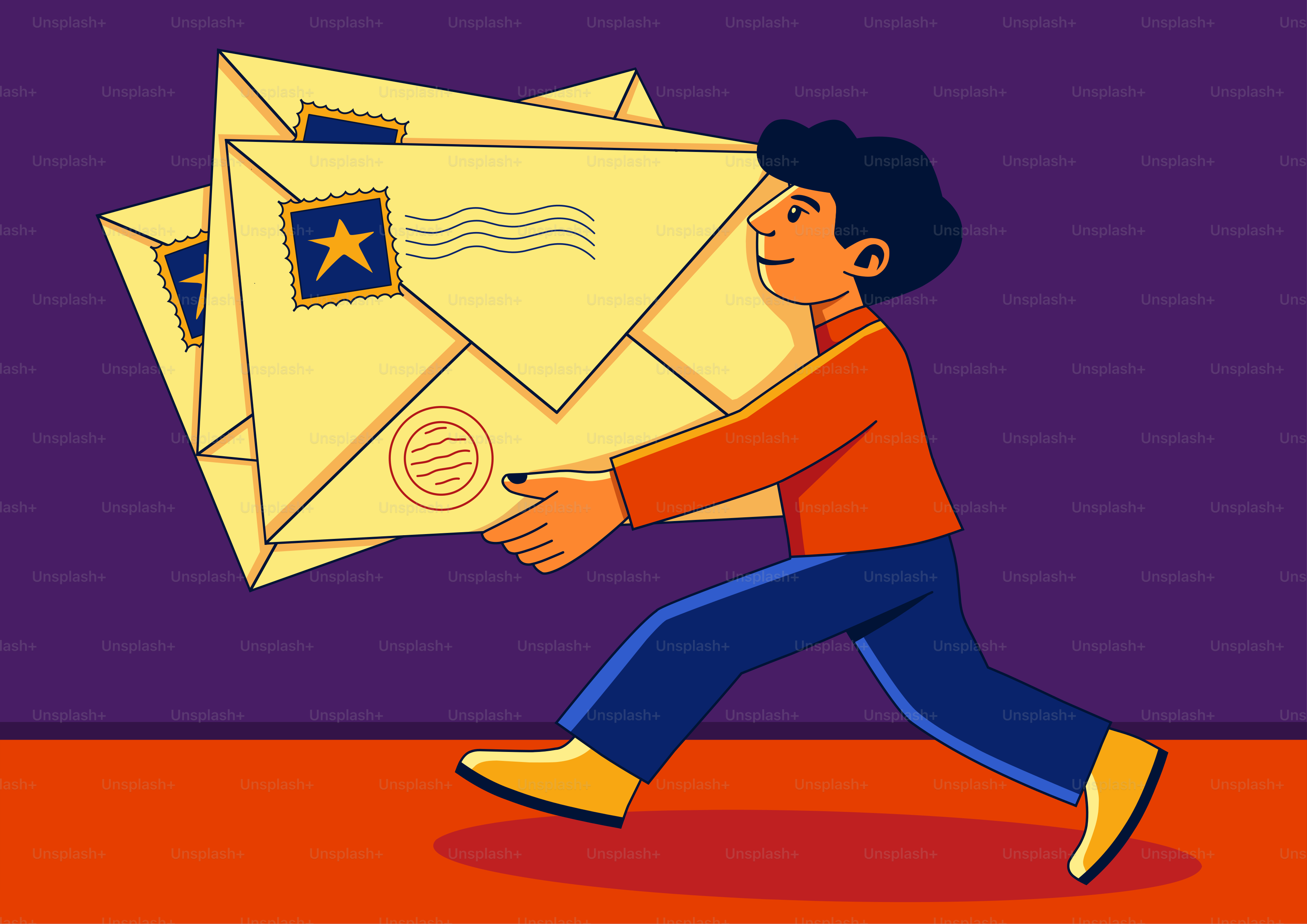 Man carrying a stack of large envelopes