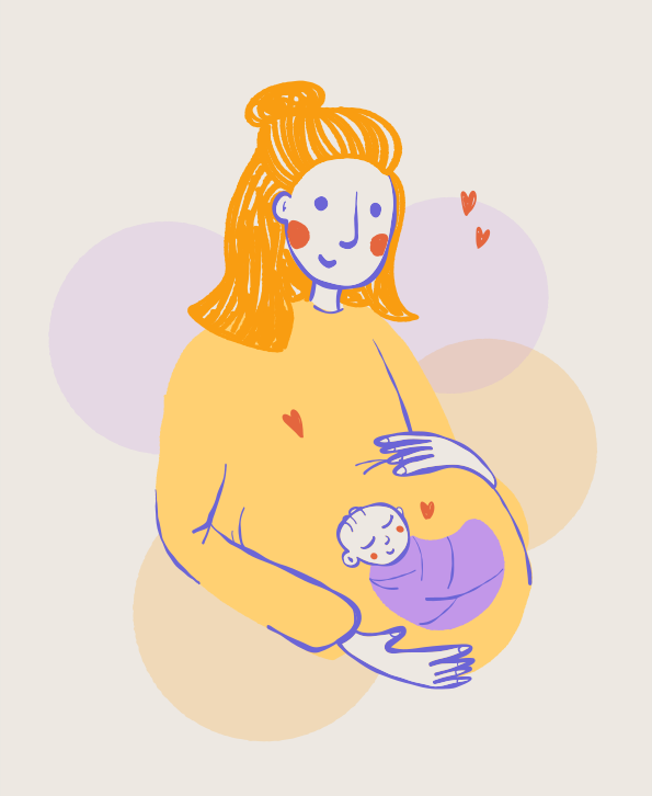 Pregnant woman holding her belly with baby inside