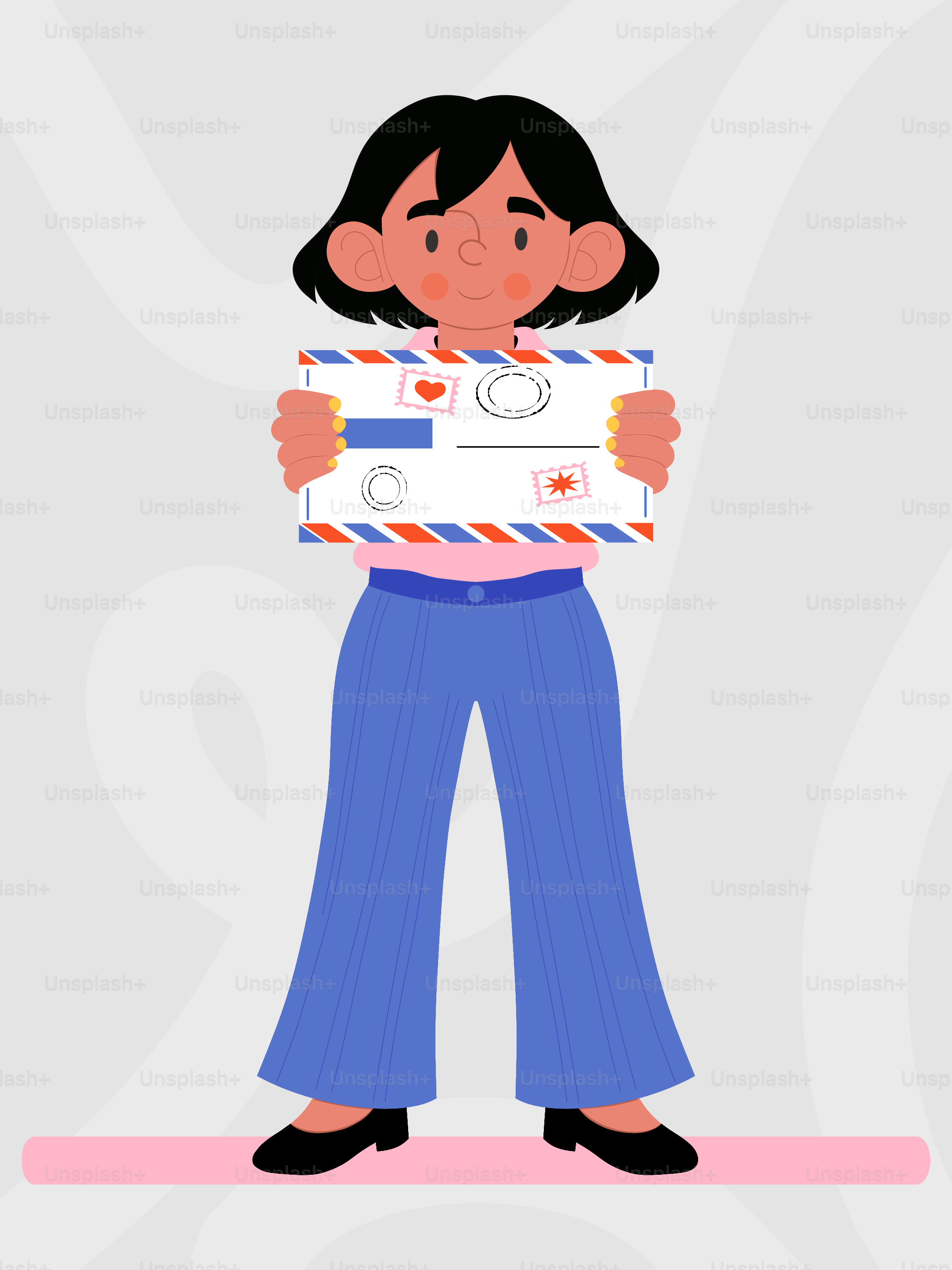 A person holding a letter with stamps