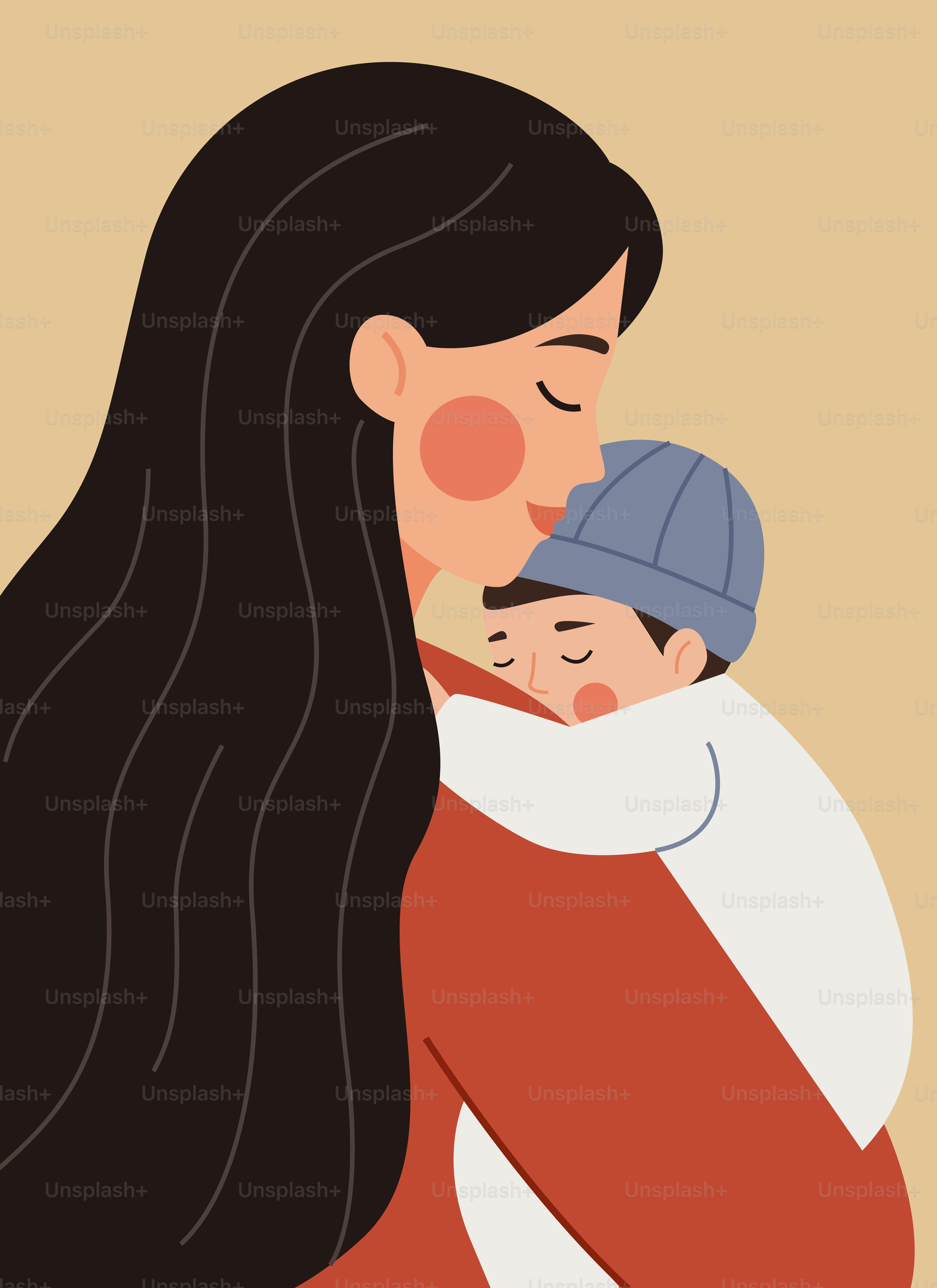 Mother holding her sleeping baby close