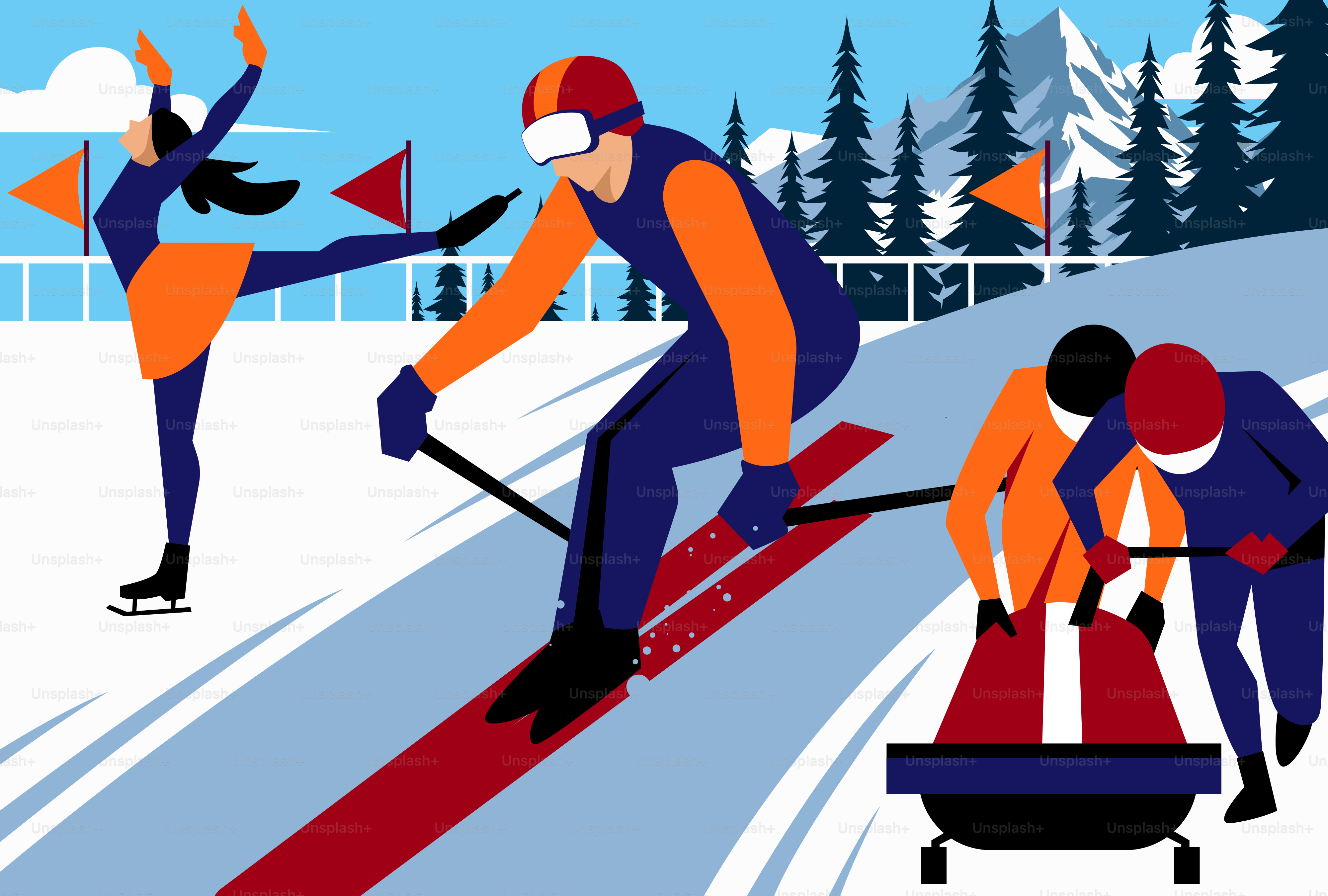 Winter sports athletes compete on snow and ice.