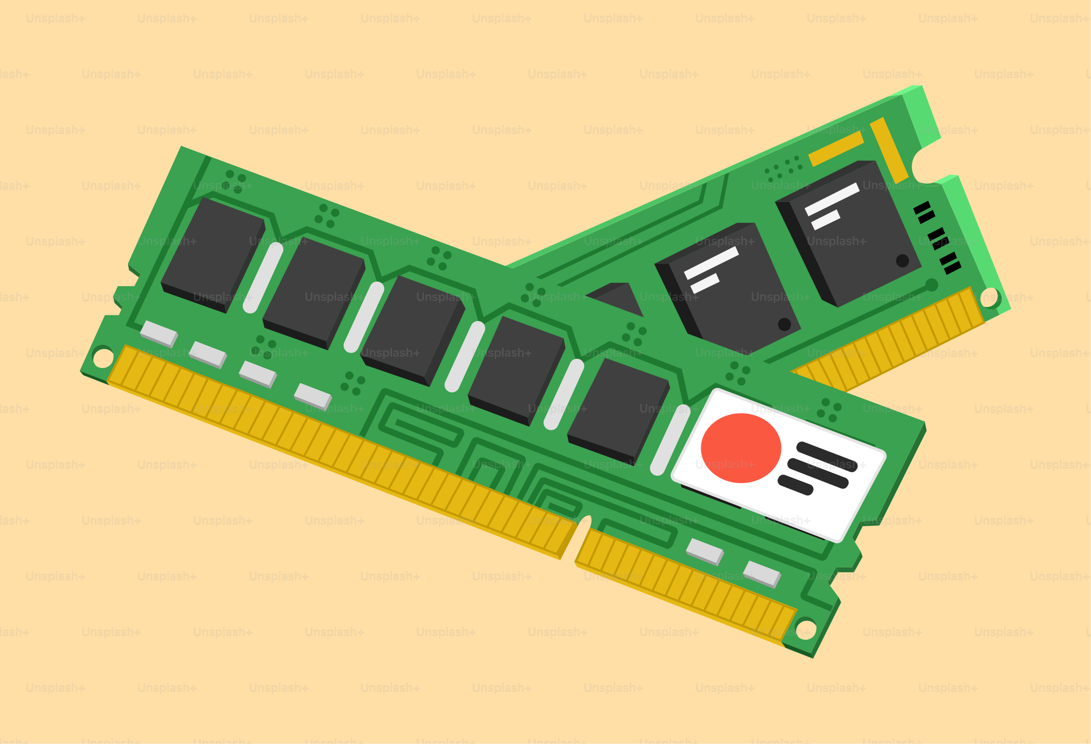 Due stick RAM verdi su uno sfondo chiaro