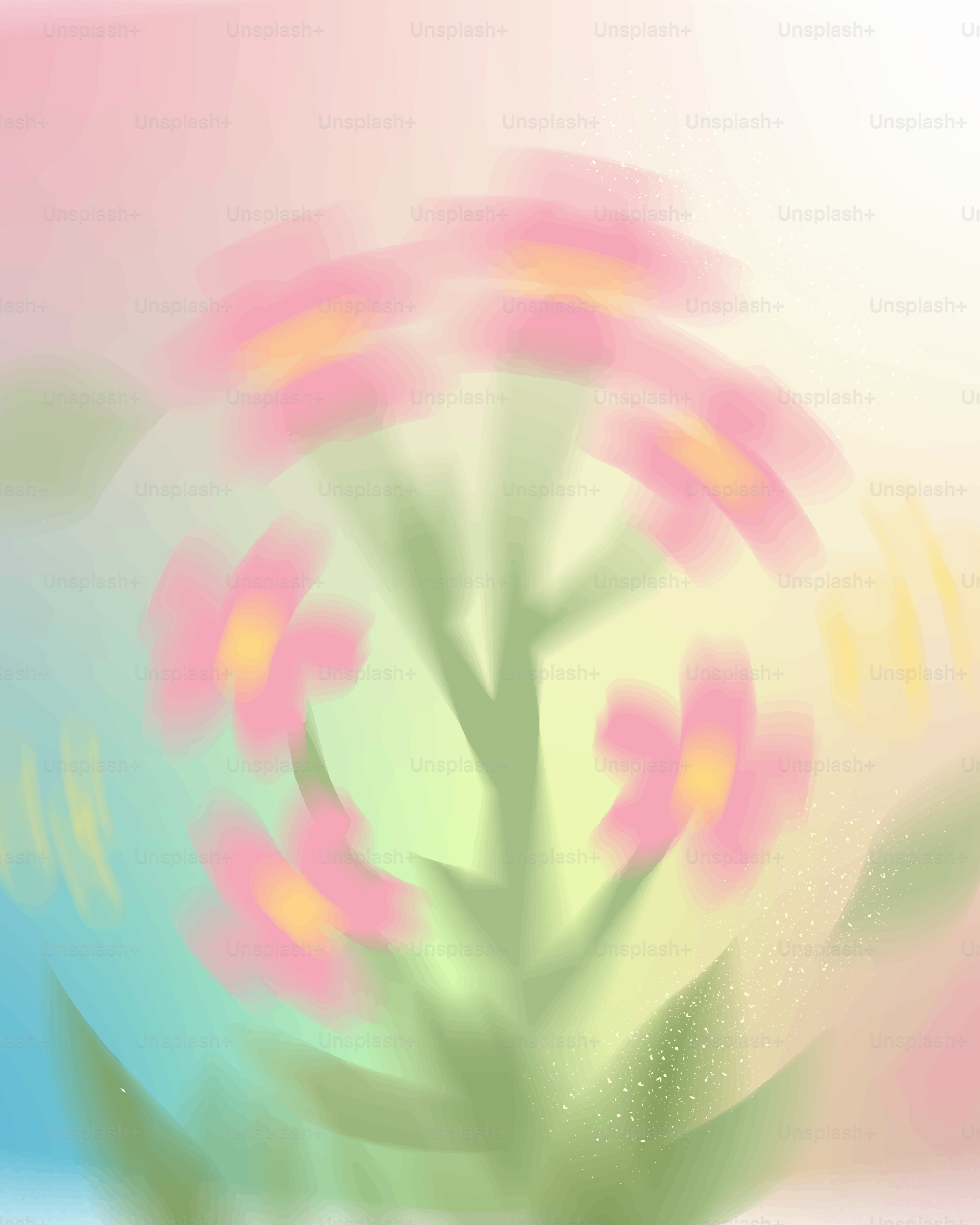 Soft pink flowers with yellow centers on a pastel background