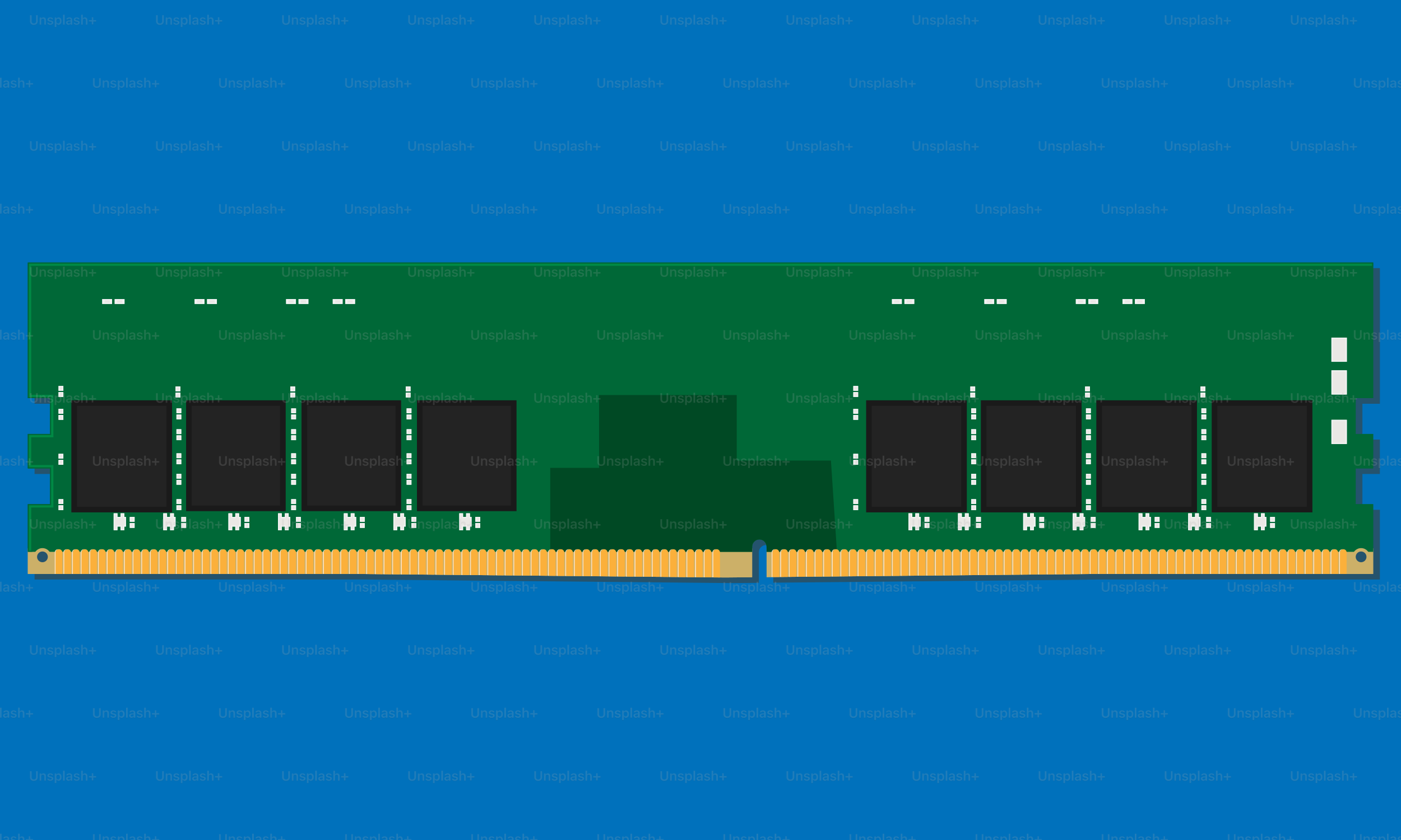 A computer ram module on a blue background.