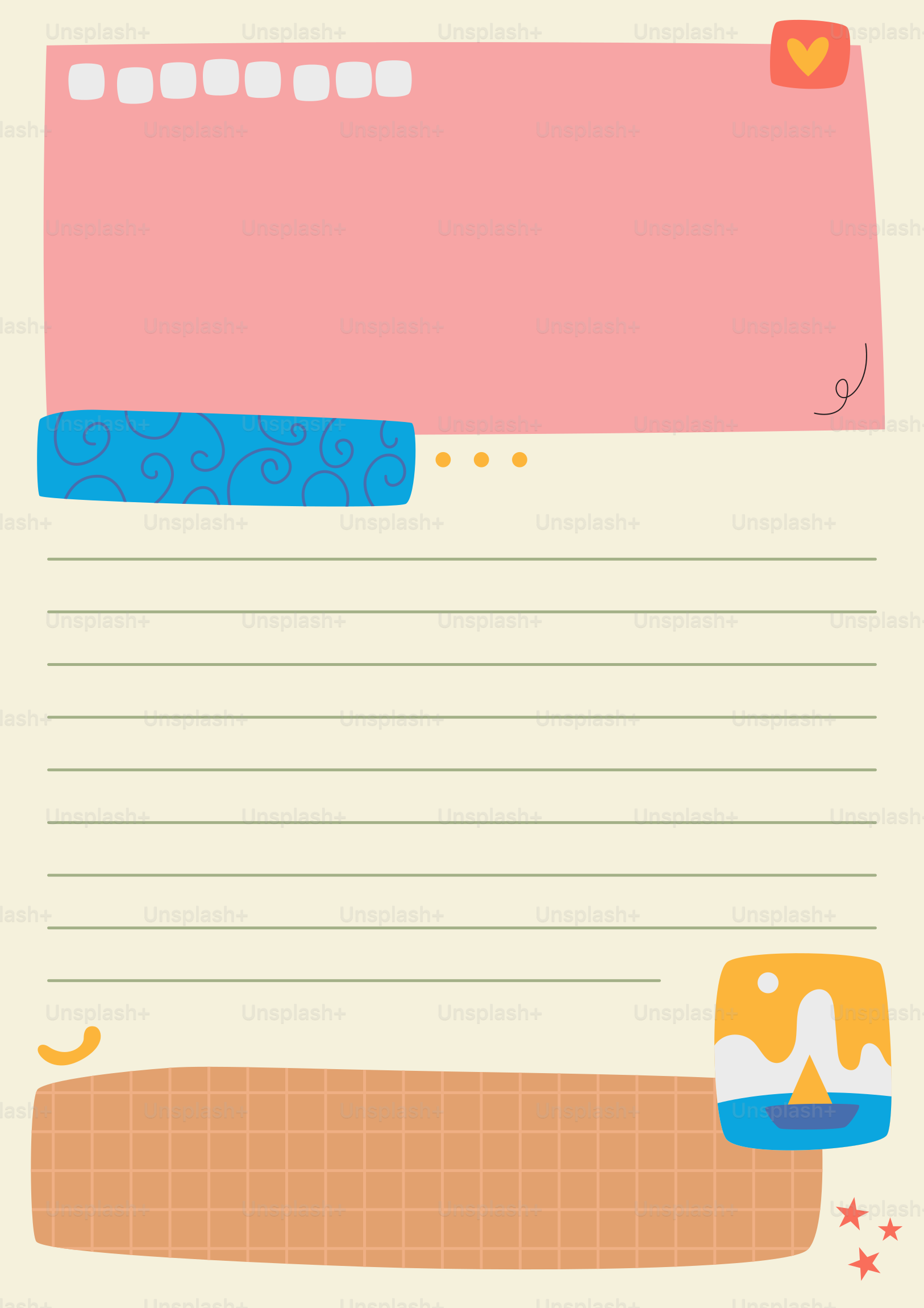 A cute, colorful planner page with decorative elements.