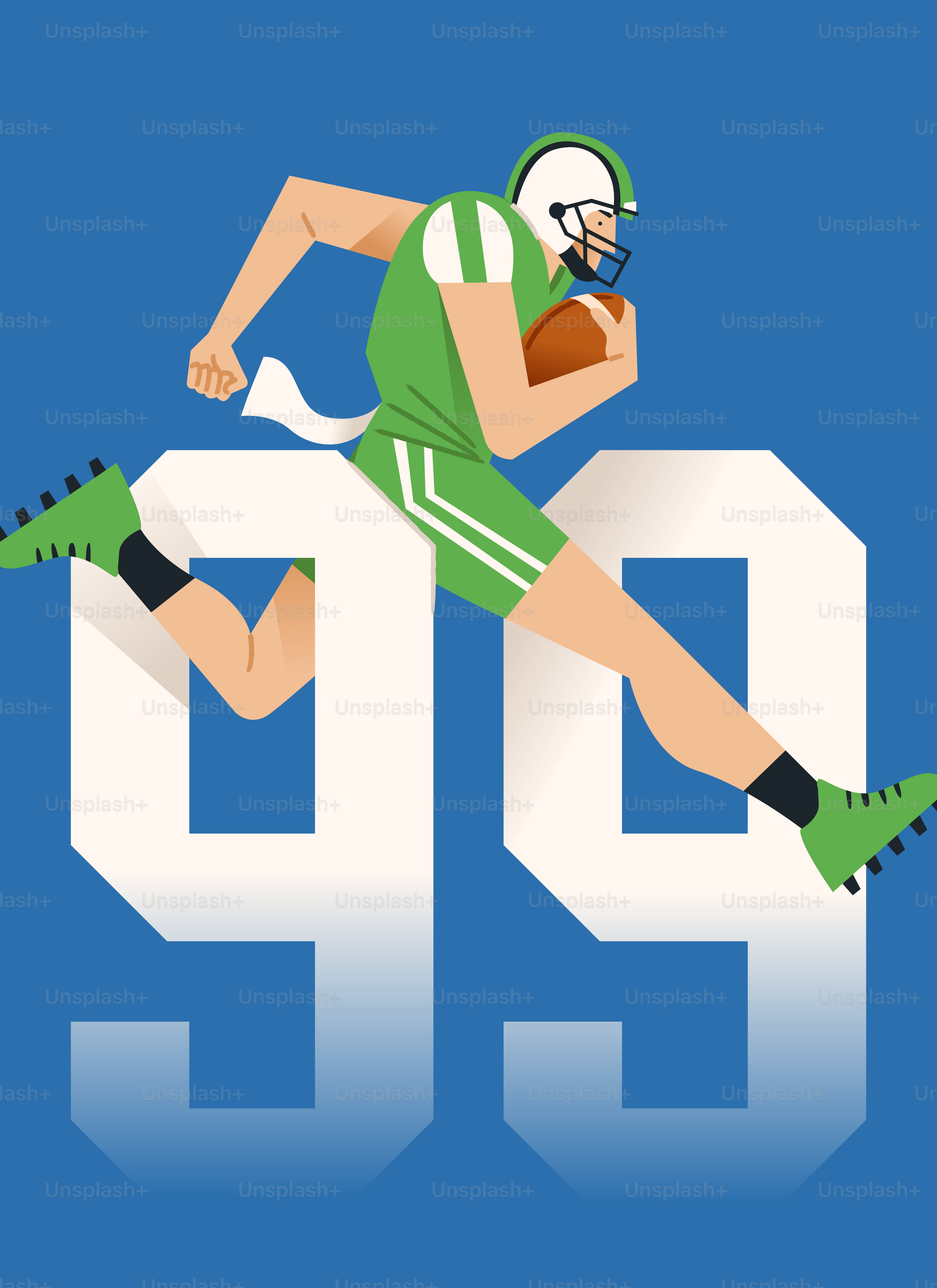 Football player in green uniform running with ball vector – Football ...