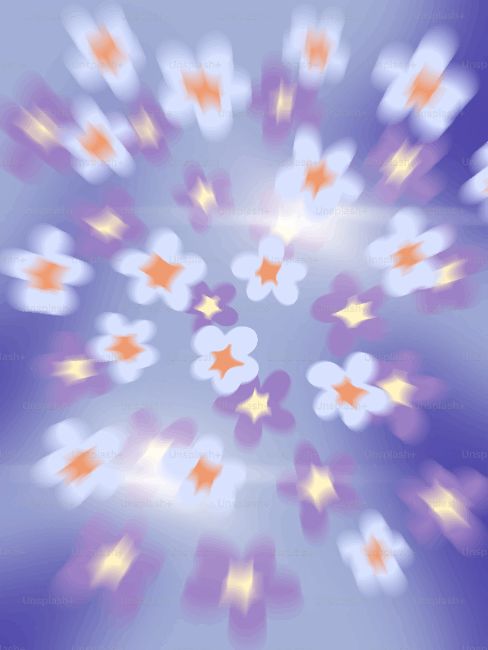 Abstraktes Blumenmuster mit sanften Blau- und Lilatönen