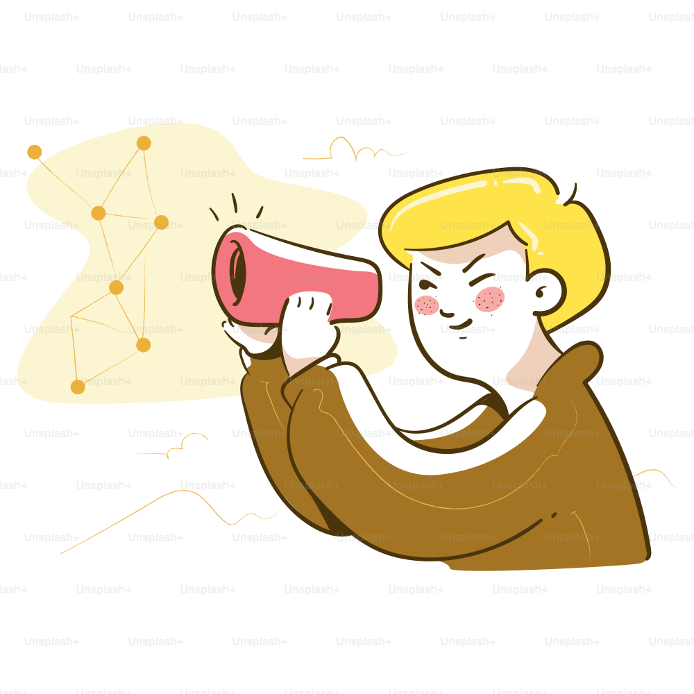 Man looking through a telescope at network connections