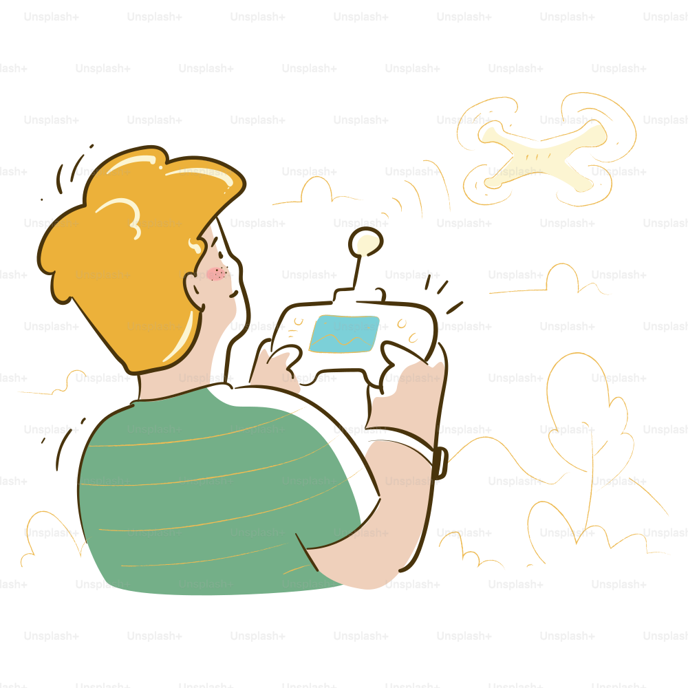 Person controlling a drone with a remote