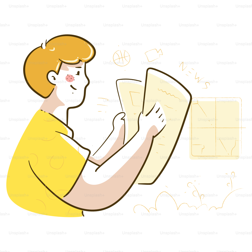 A person reading a newspaper with a smile