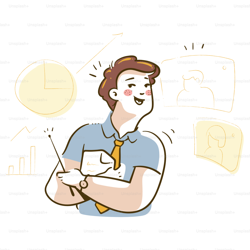 Man presenting with charts and screens