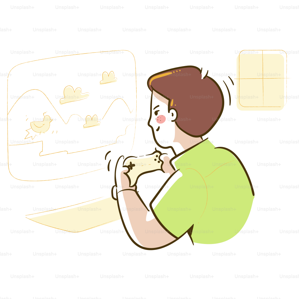 Person playing a video game on a large screen.