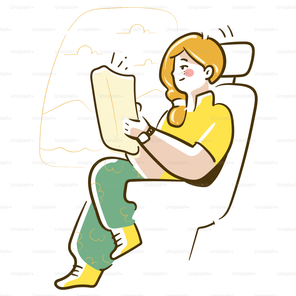 Femme lisant un livre dans un avion