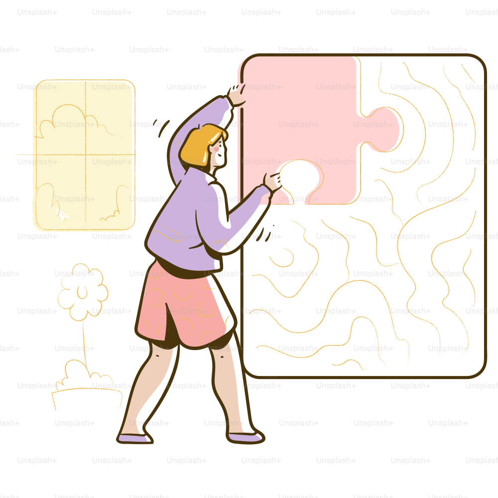 Person placing a puzzle piece into a large puzzle