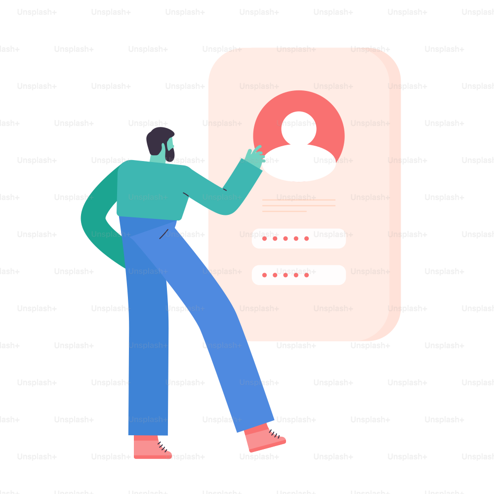 Mann, der sich auf einem Bildschirm in ein Benutzerprofil einloggt.