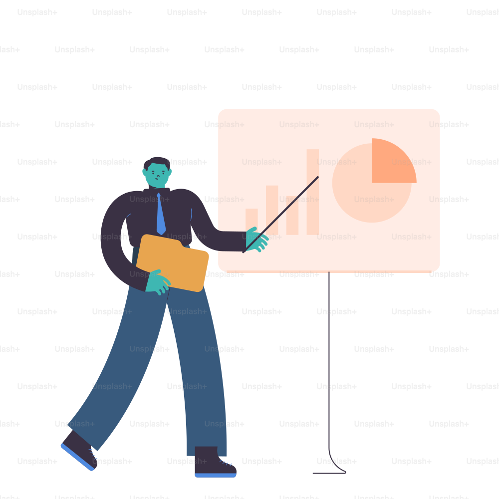 Man presenting data on a whiteboard