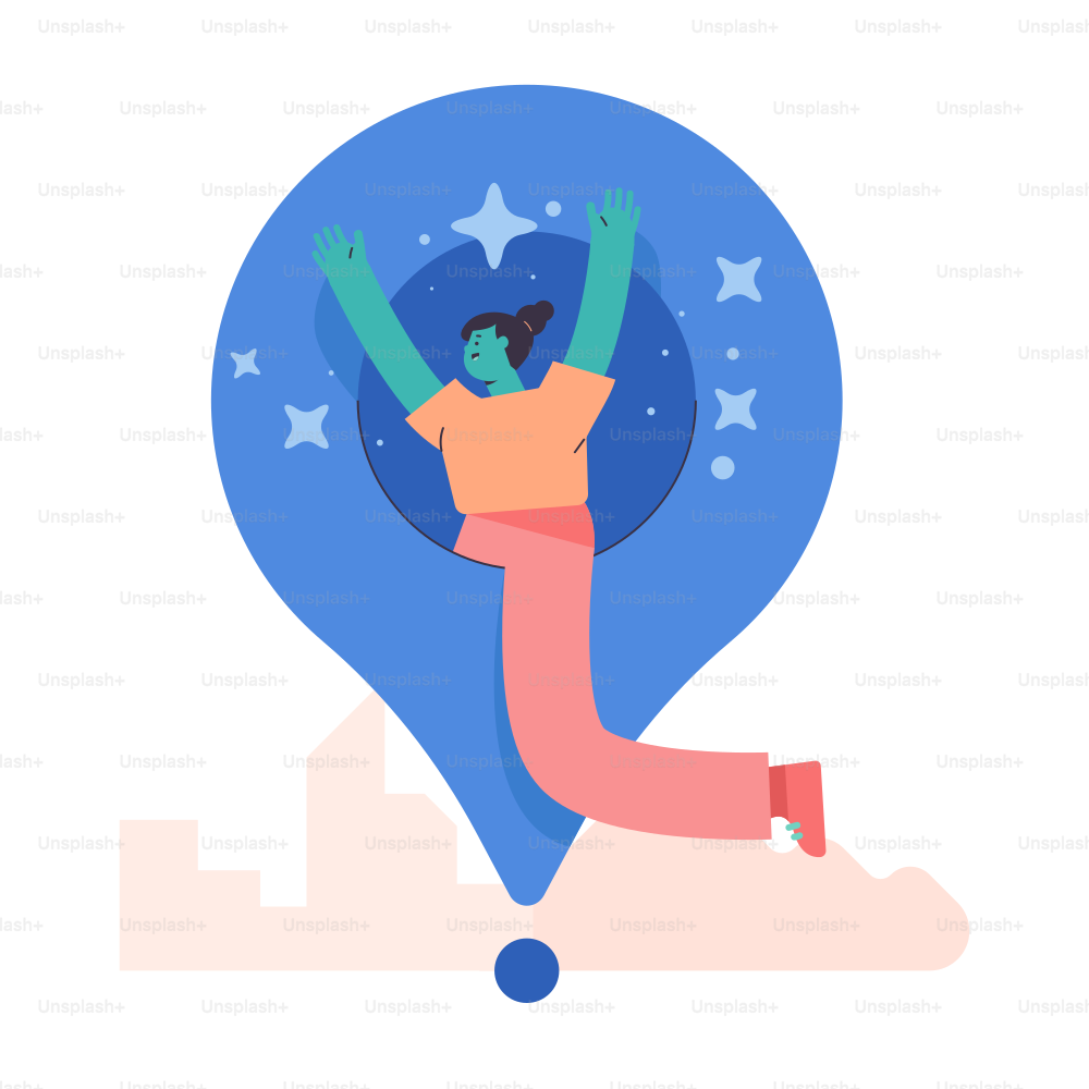 Person jumping with joy inside a location pin.