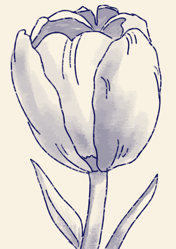 A simple line drawing of a tulip flower.
