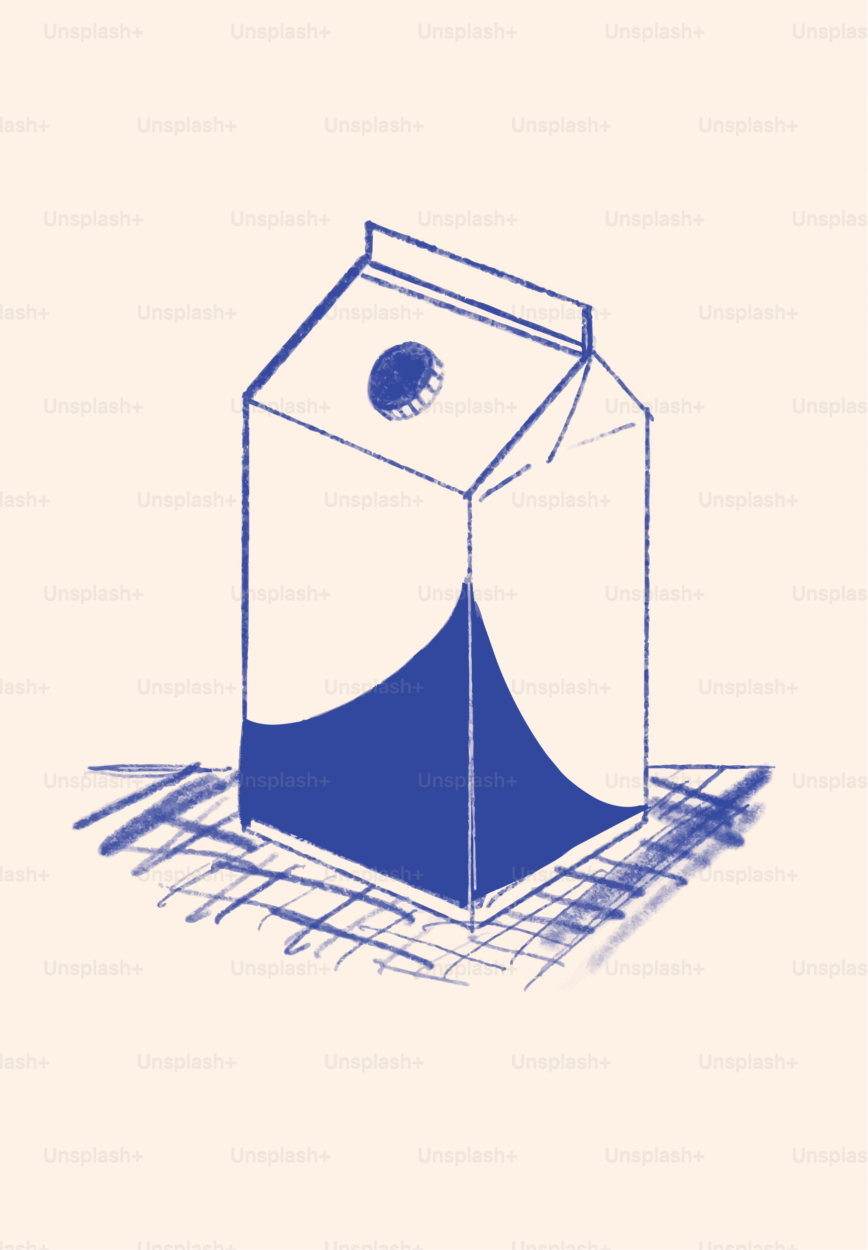 A blue and white carton of milk on a surface