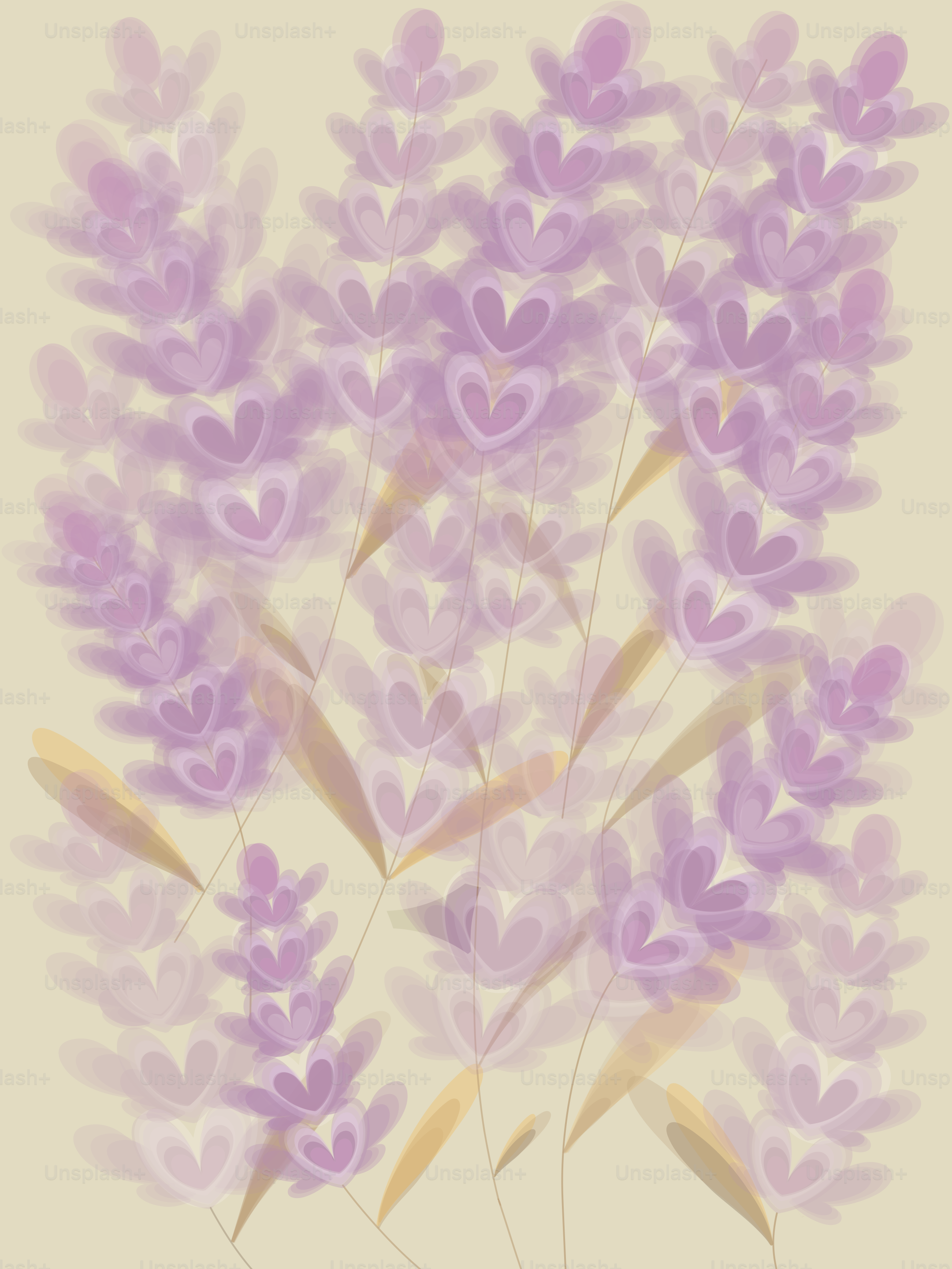 Soft purple lavender flowers on a cream background