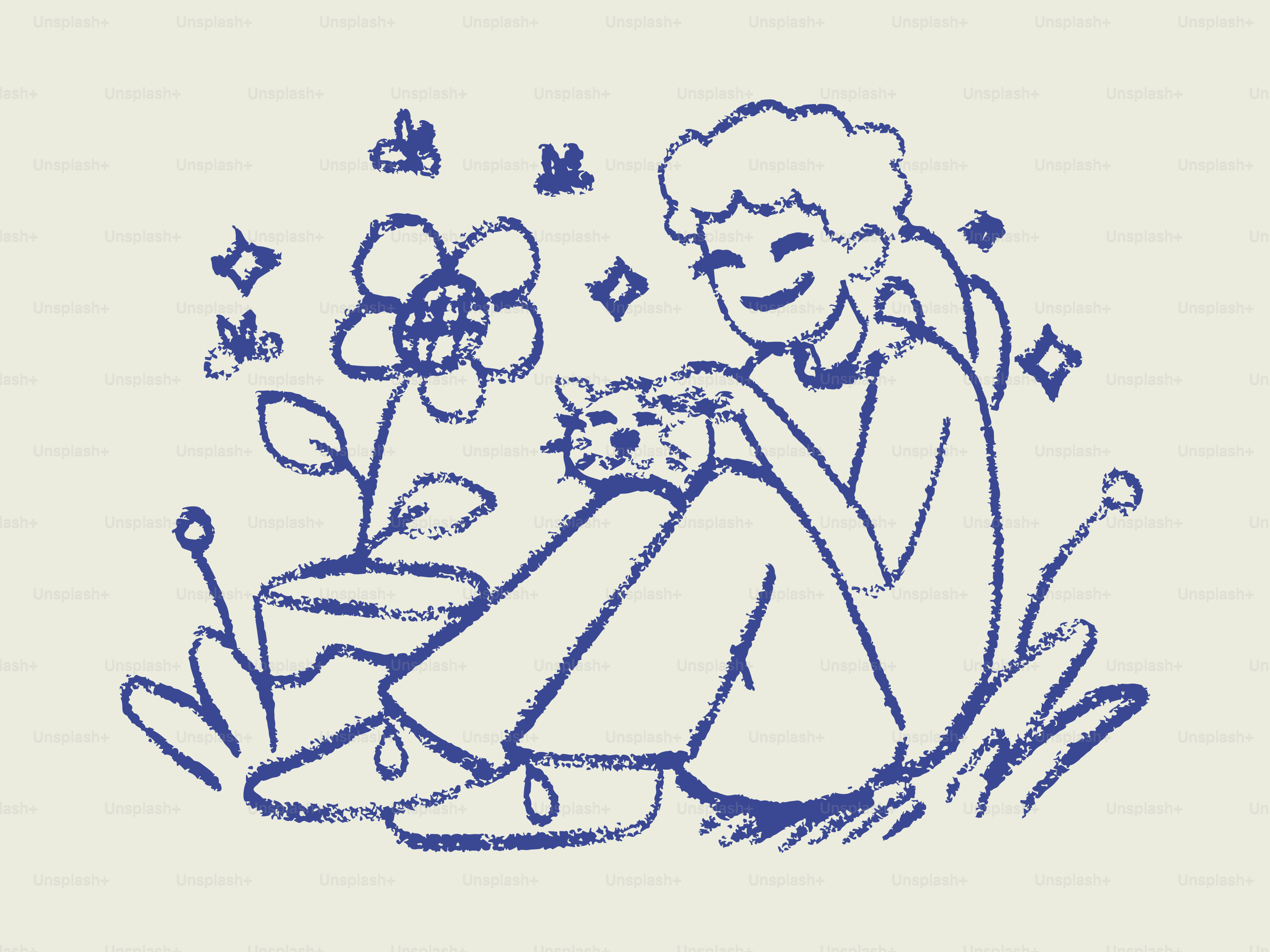 Person petting a cat in a garden with flowers.