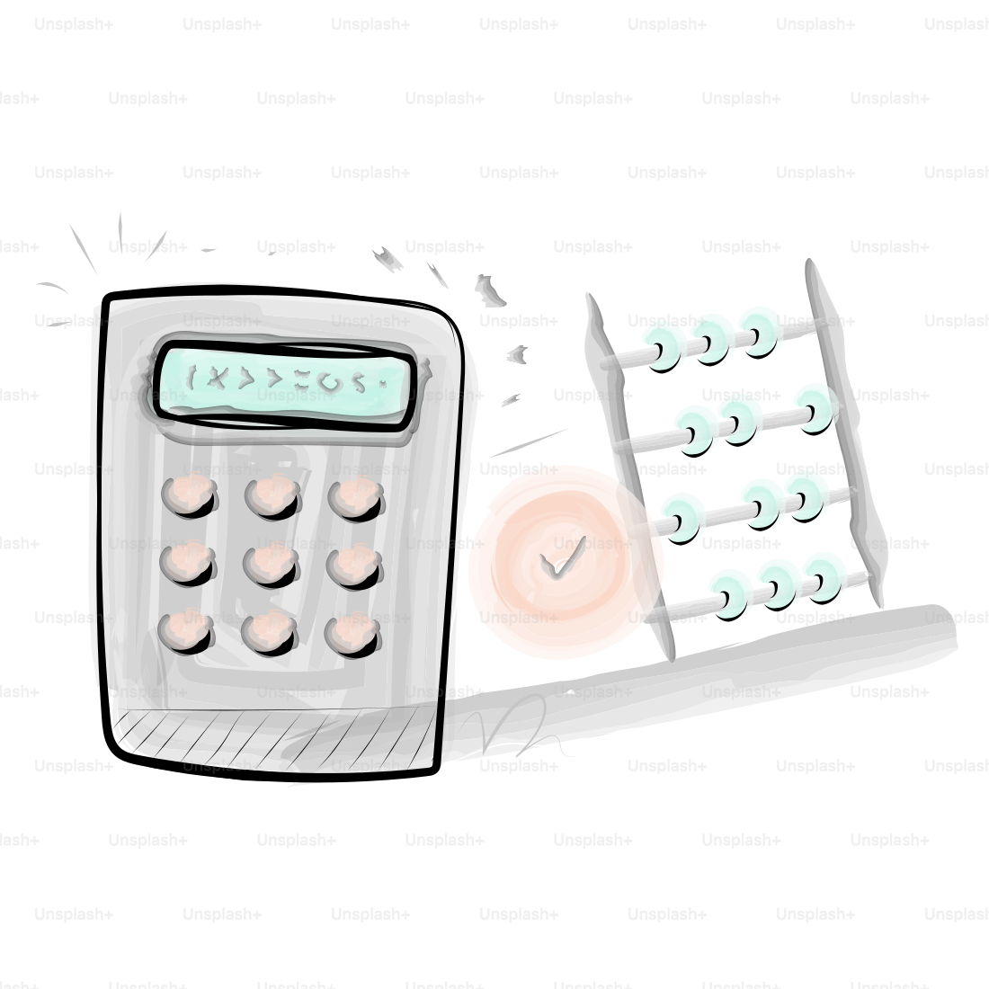 Calculadora y ábaco que simbolizan las matemáticas y el cálculo