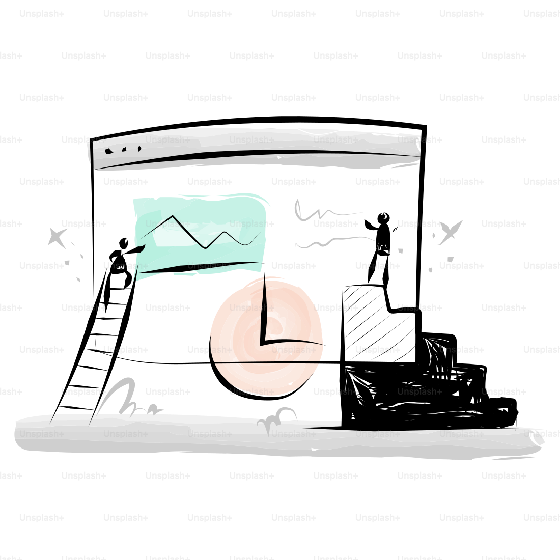 Zwei Personen, die mit einem großen Bildschirm interagieren, der Diagramme anzeigt.