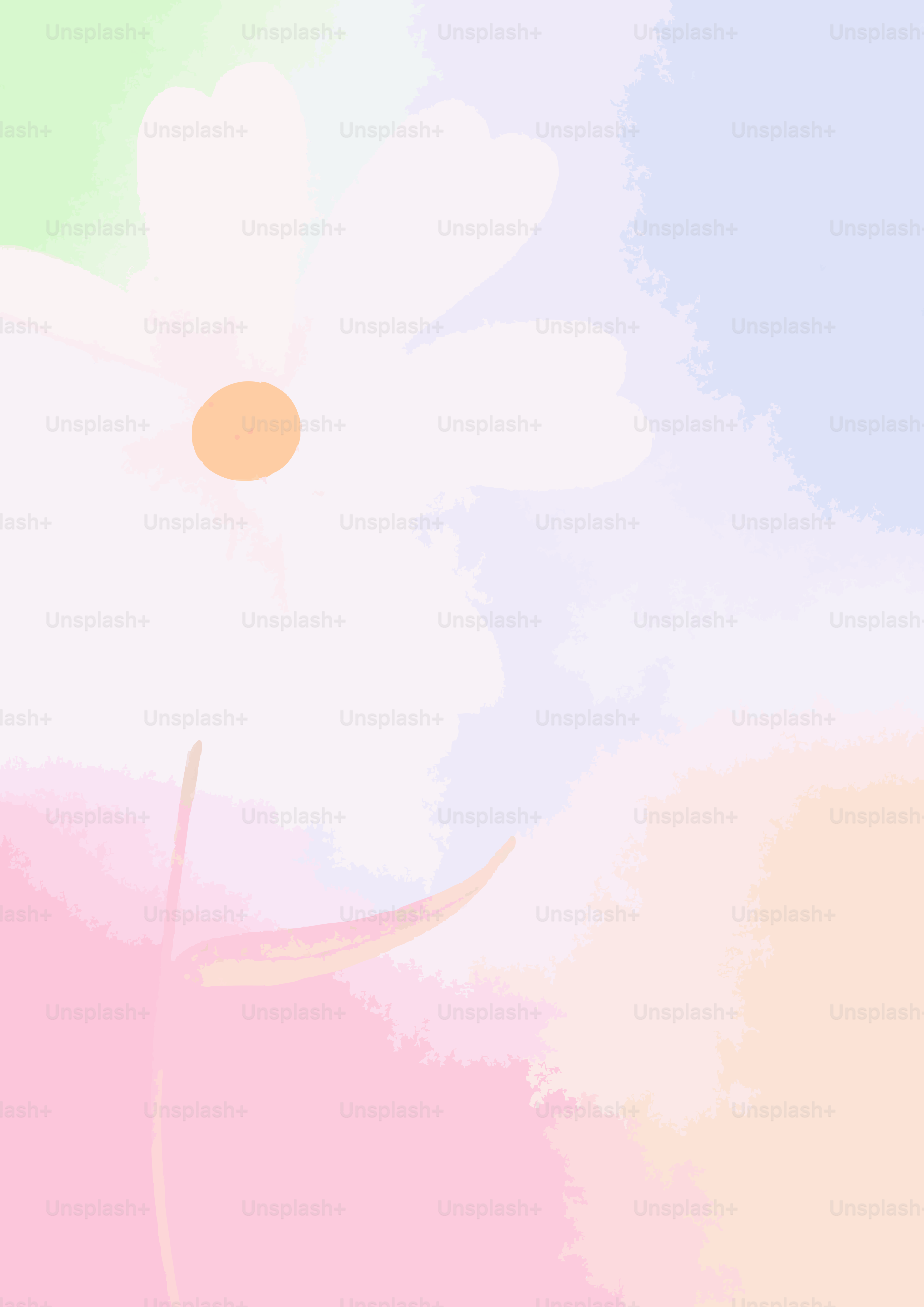 A minimalist painting of a white flower with pastel background