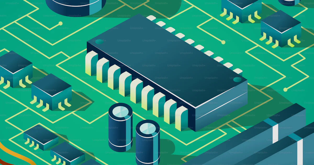 Green Transistor Components Electronic components on a green circuit board vector – Technology ...