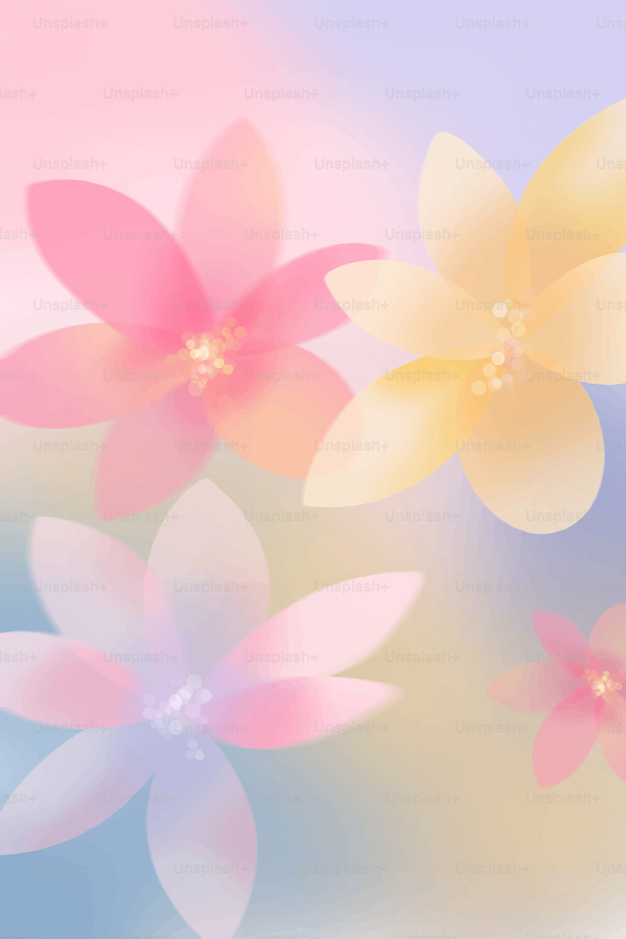 Fleurs pastel douces sur fond dégradé