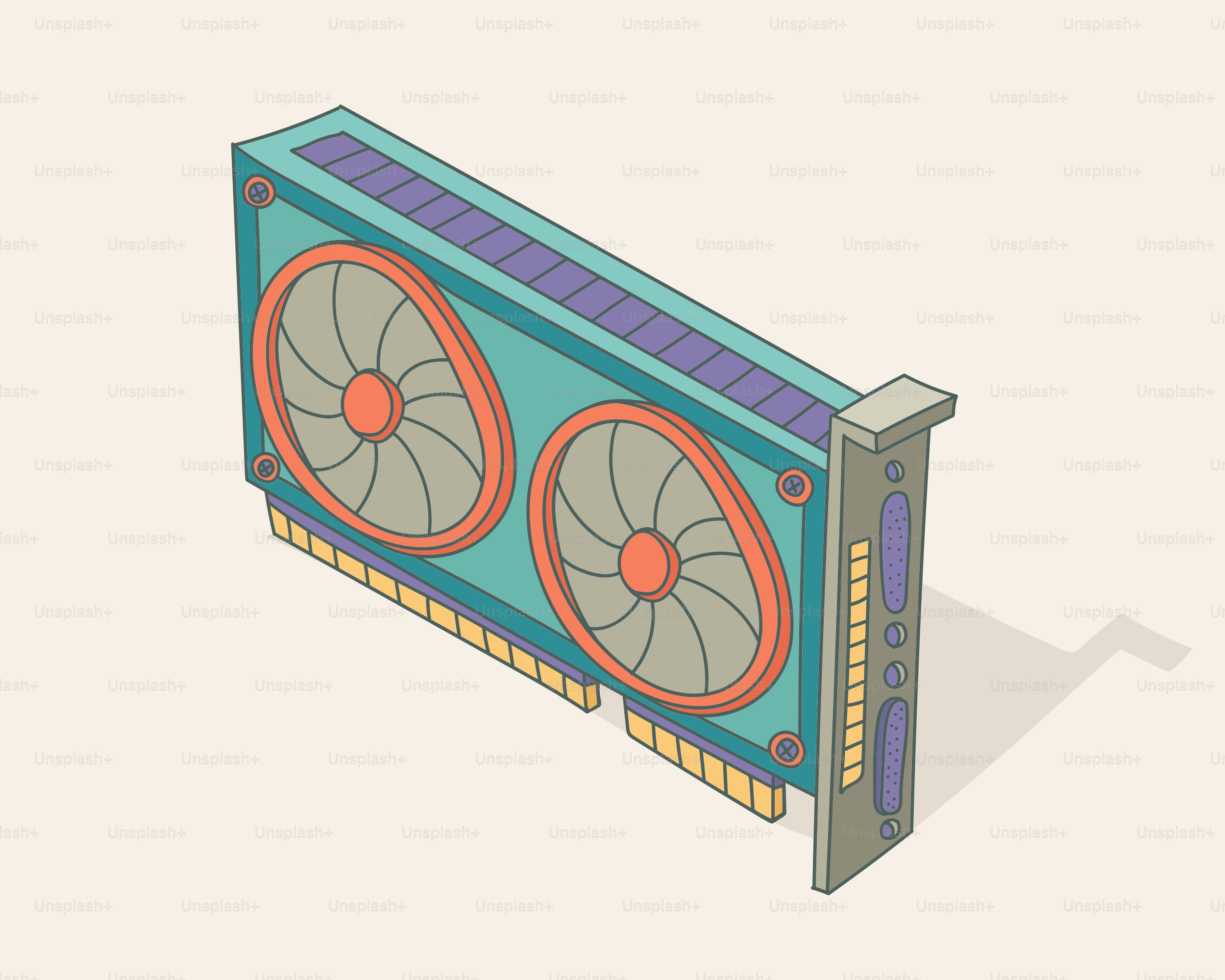 Una tarjeta gráfica de ordenador color verde azulado con dos ventiladores.