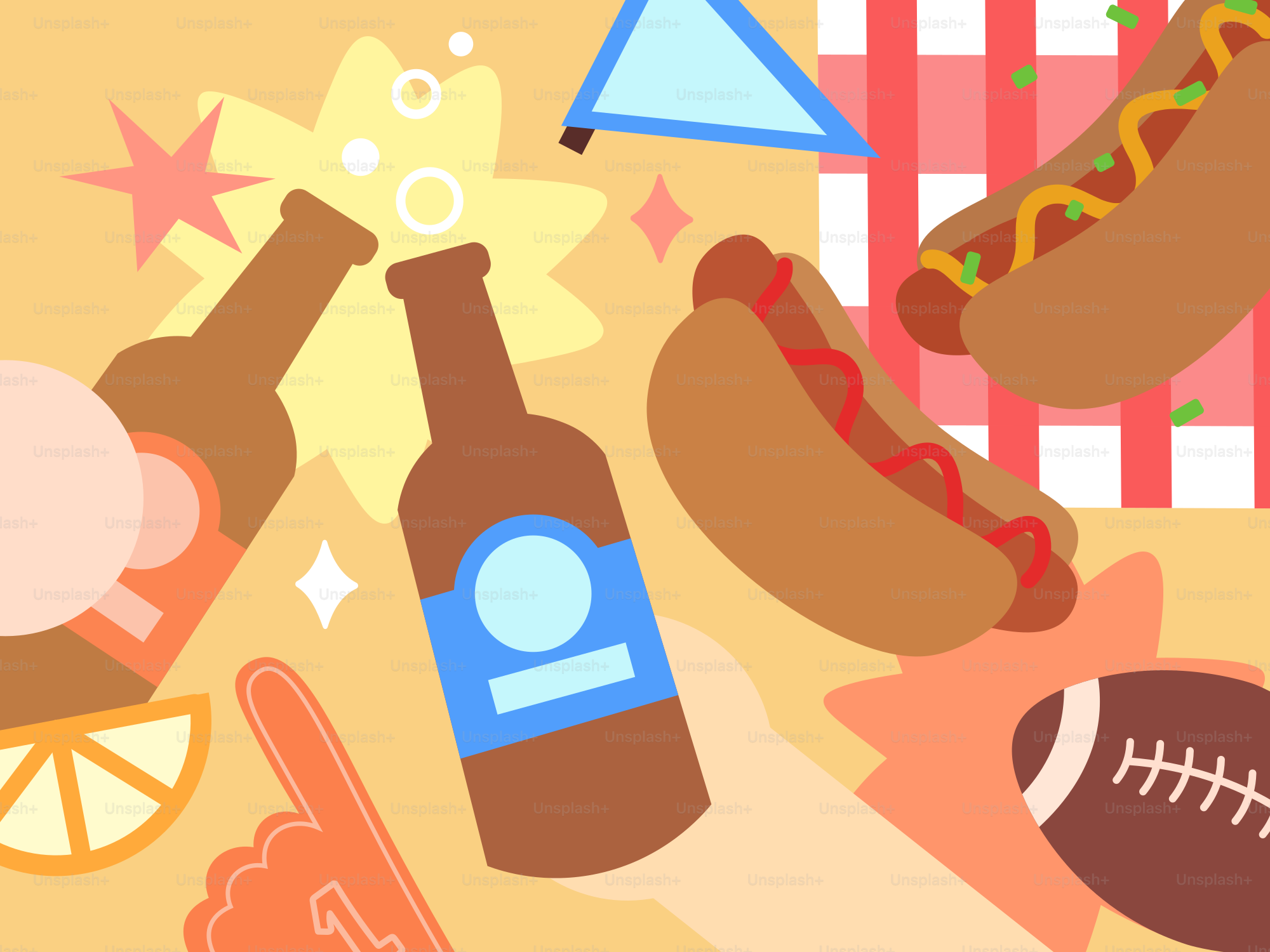 Flaschen Bier und Hotdogs bei einem Picknick