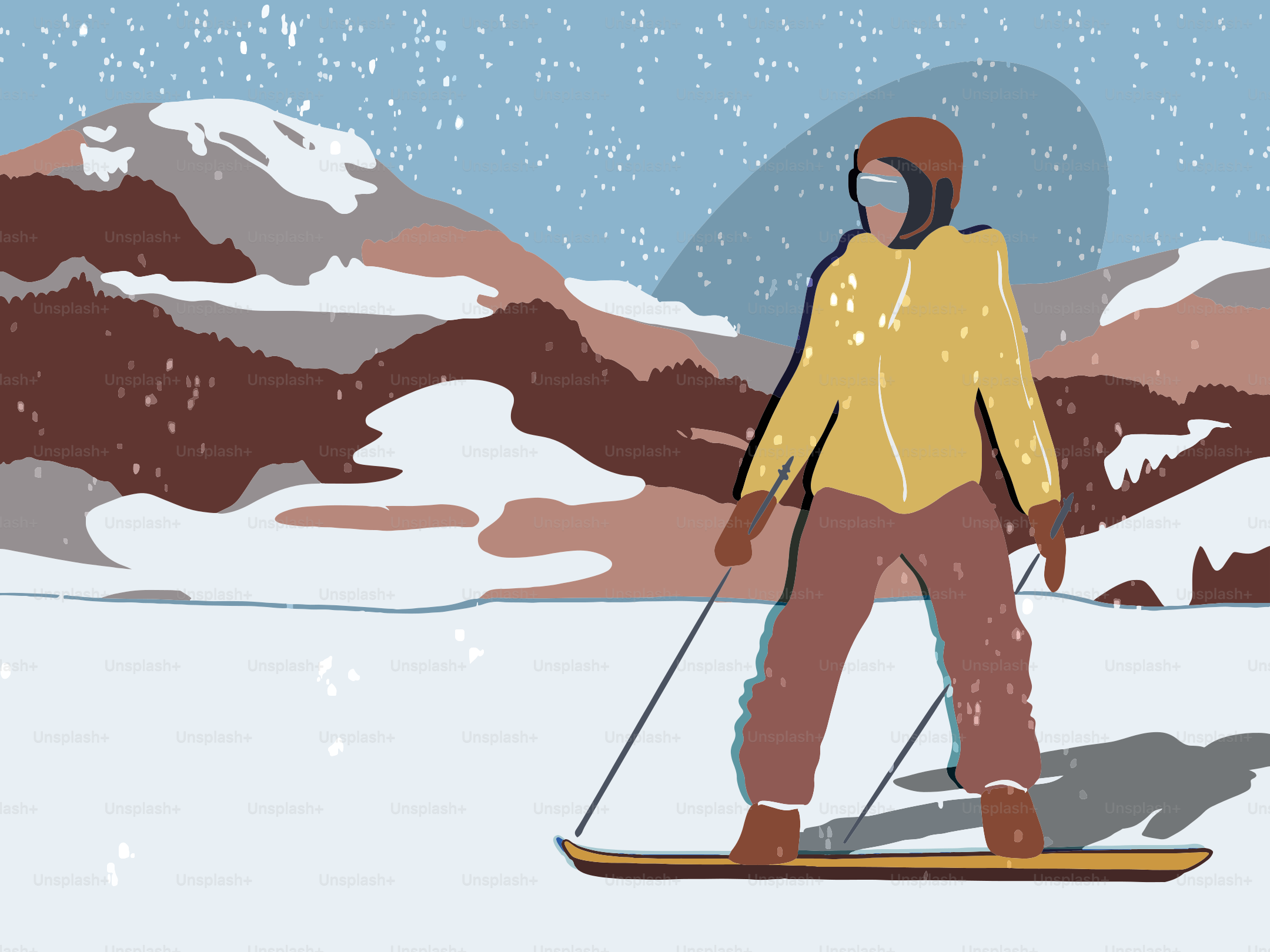 Snowboarder on a snowy mountain landscape