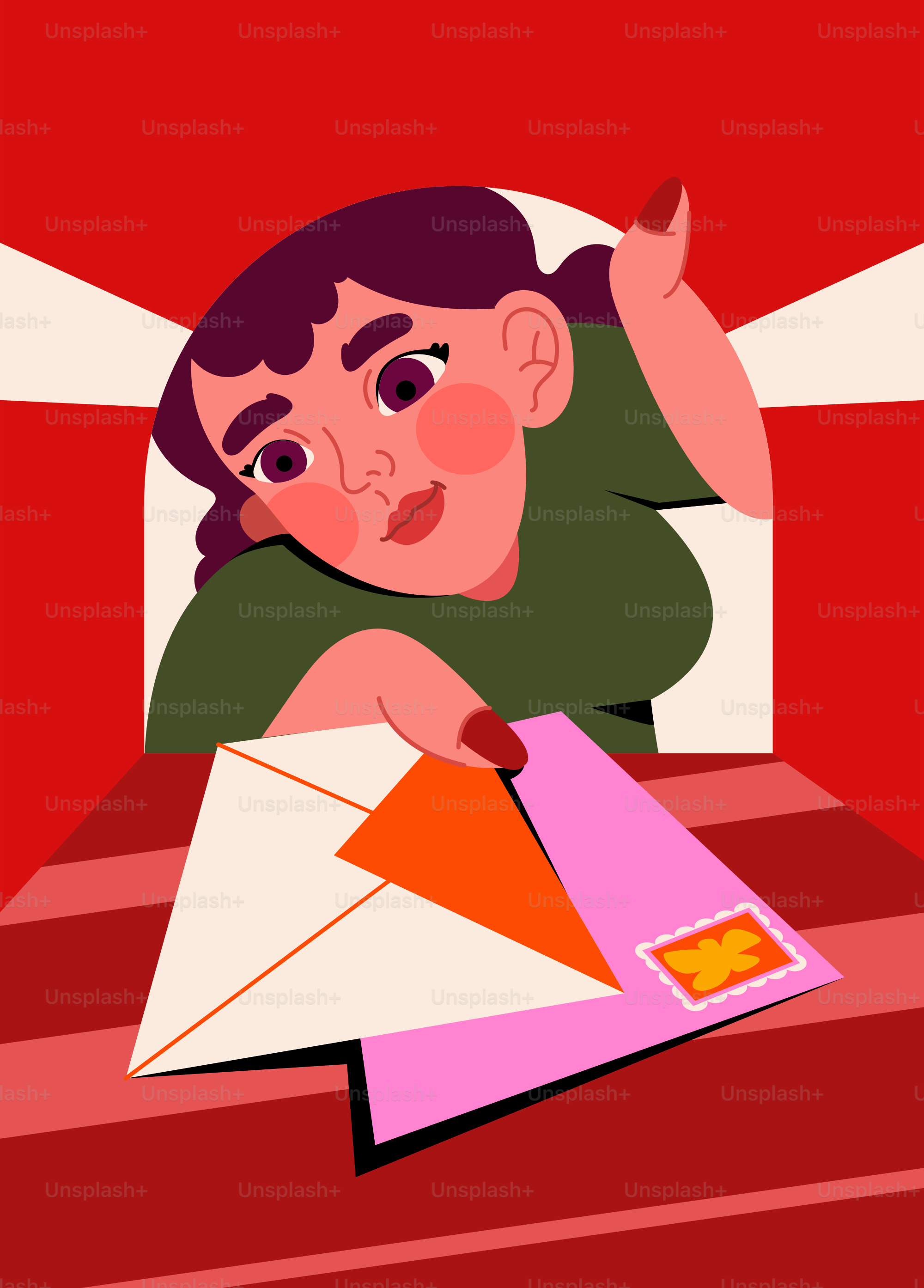 Woman reaching out with letters
