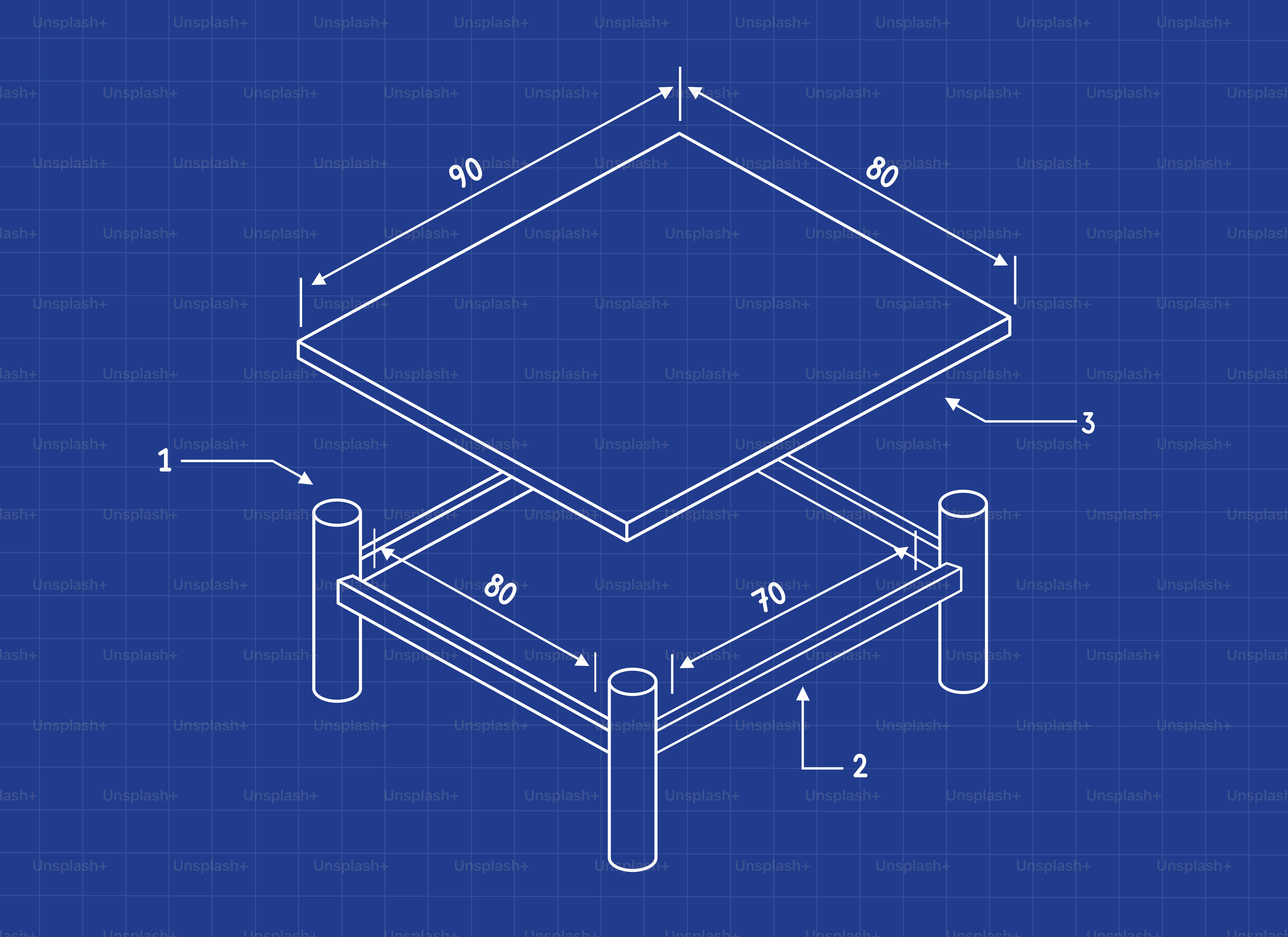 Plano de una tabla con dimensiones