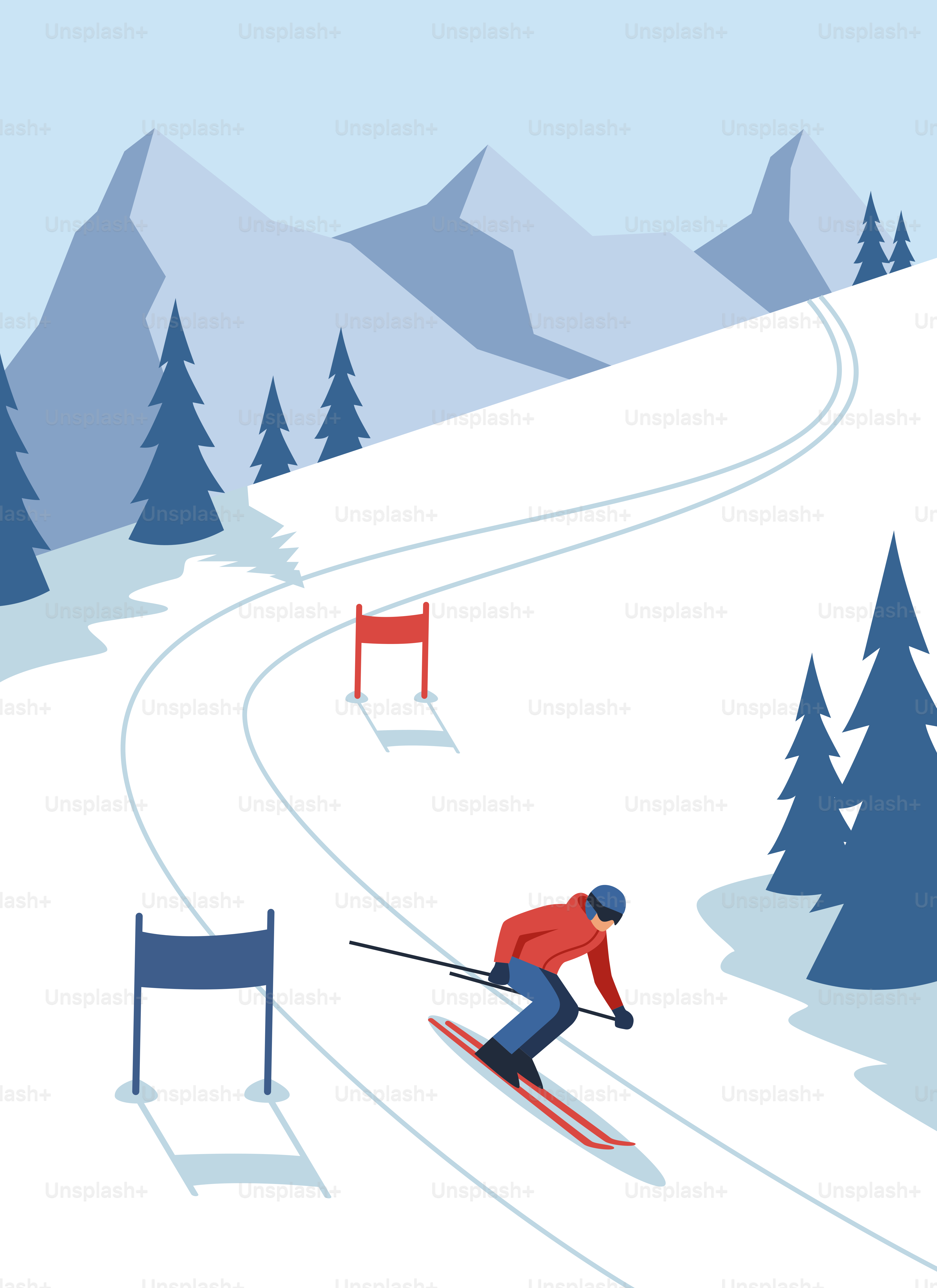 A skier navigates a snowy mountain slope with gates.