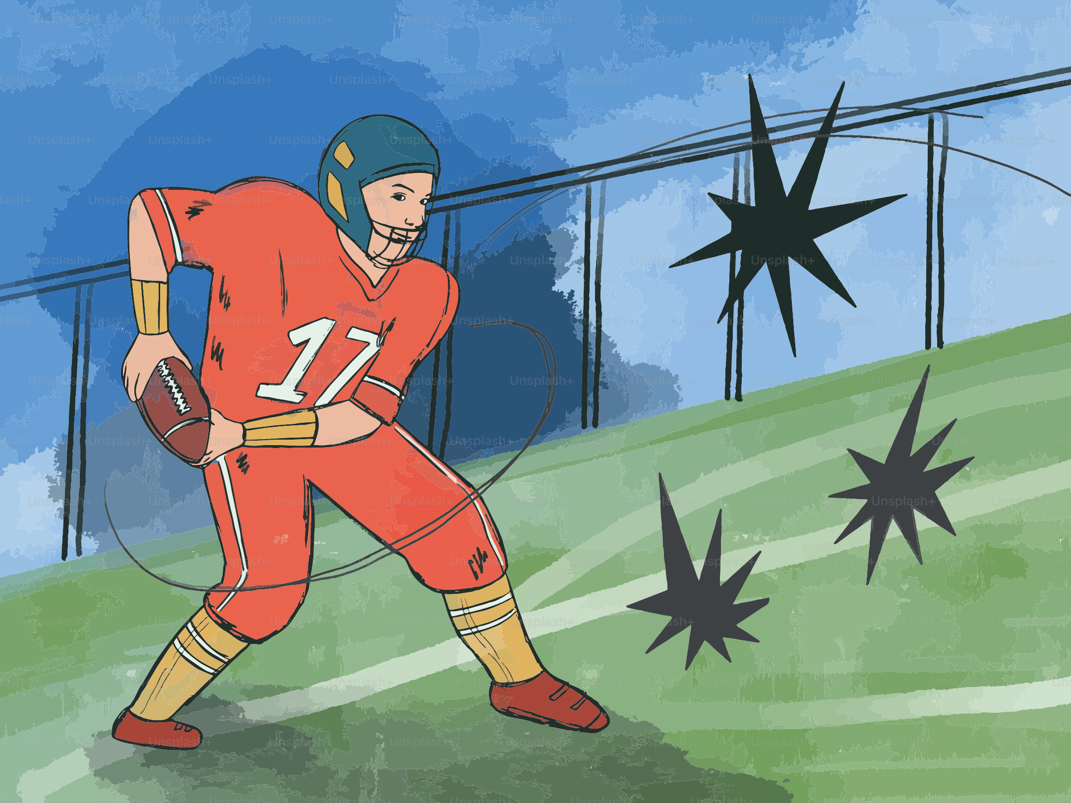 Football player in orange uniform throwing ball
