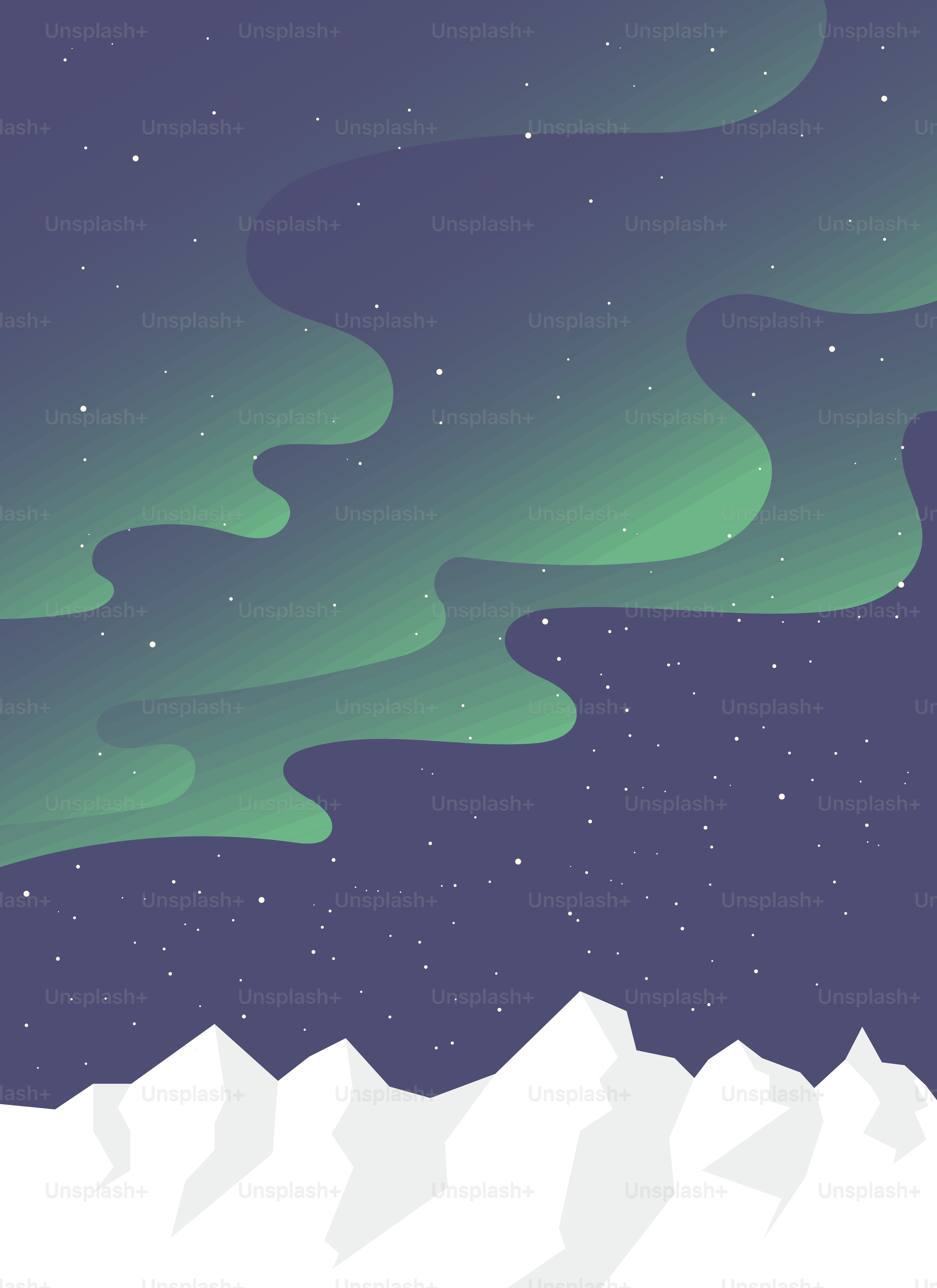 Aurore boréale au-dessus de montagnes enneigées la nuit