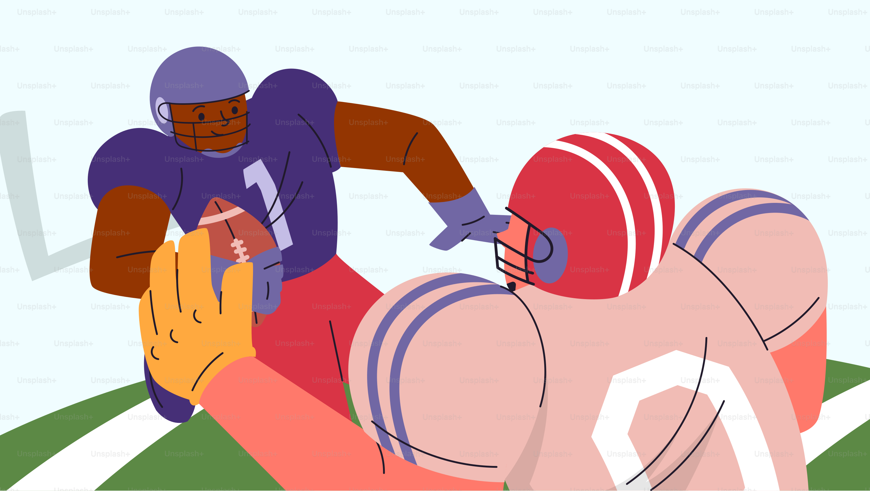 Two football players in action on field