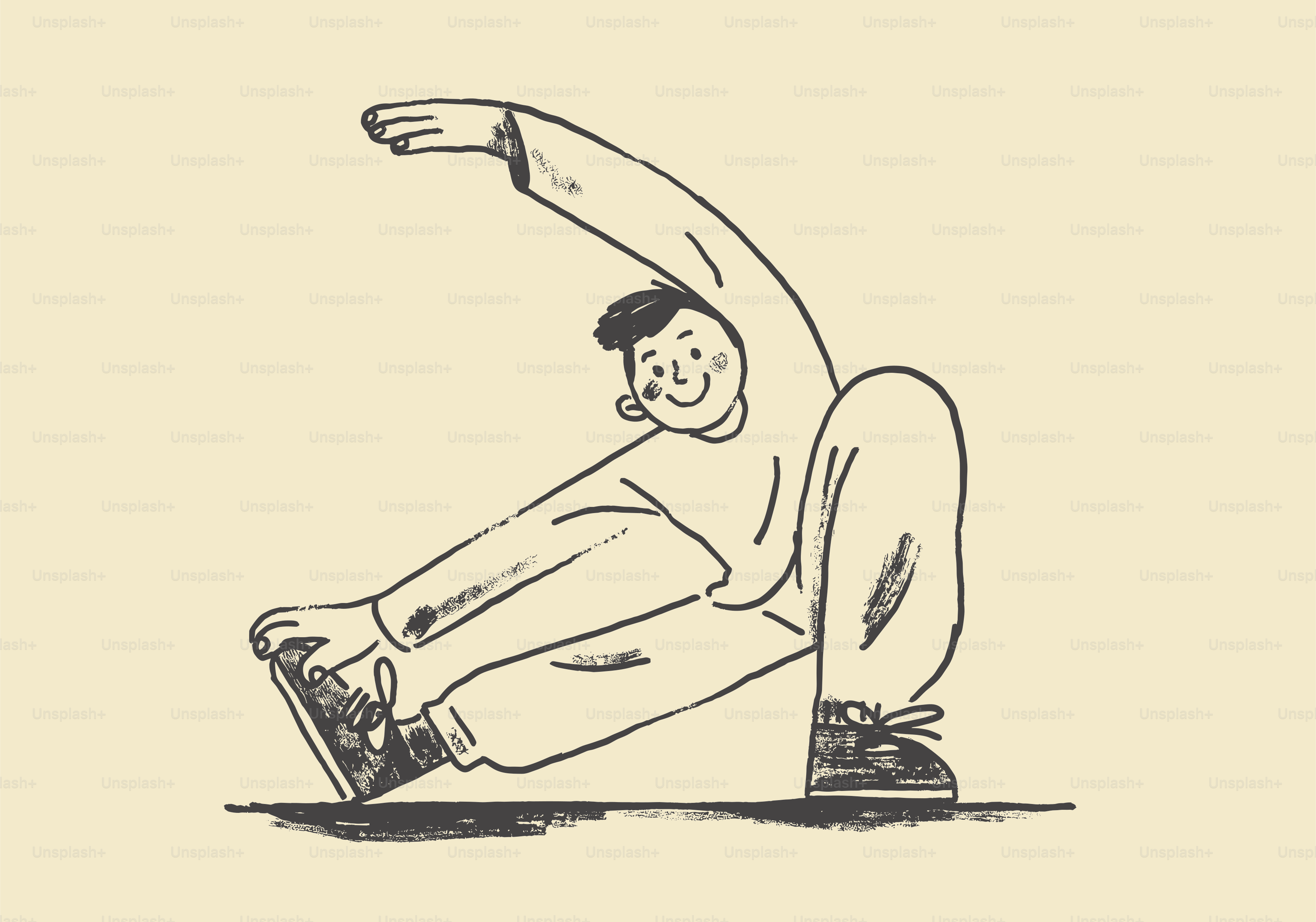 A person stretching their legs on a light background
