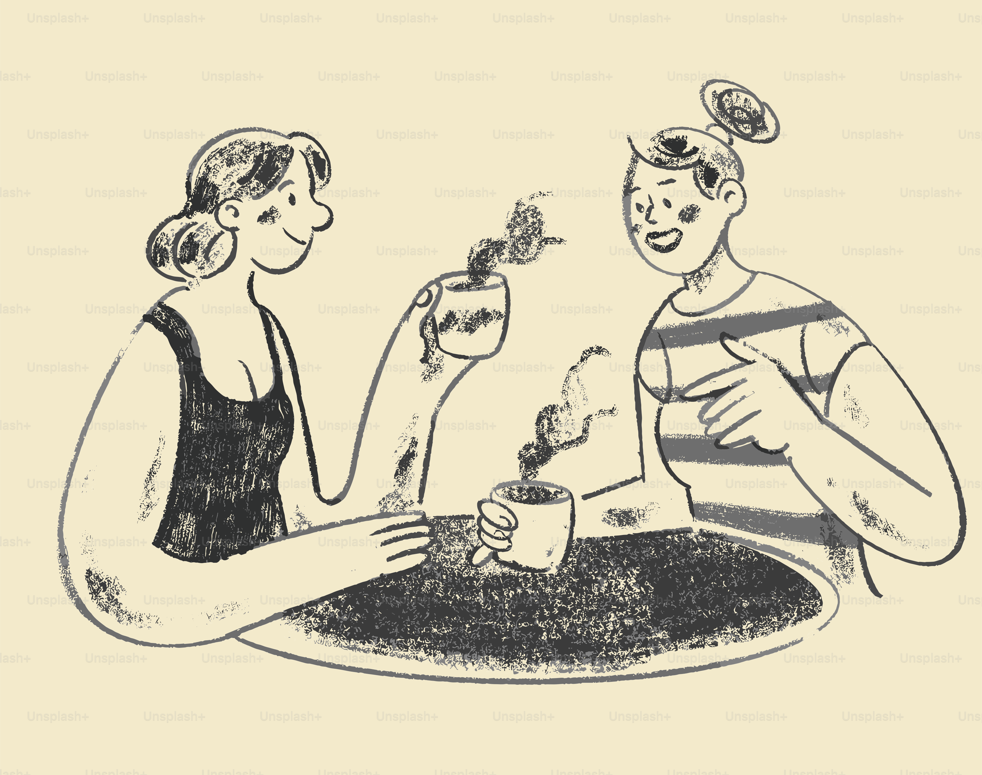 Zwei Frauen, die Kaffee an einem Tisch genießen