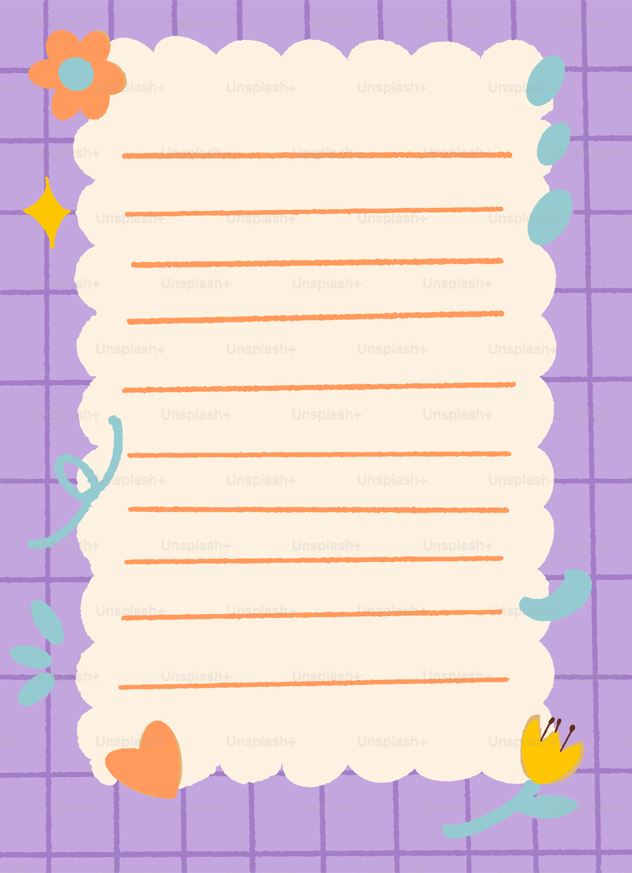 A cute notepad with floral and heart decorations.