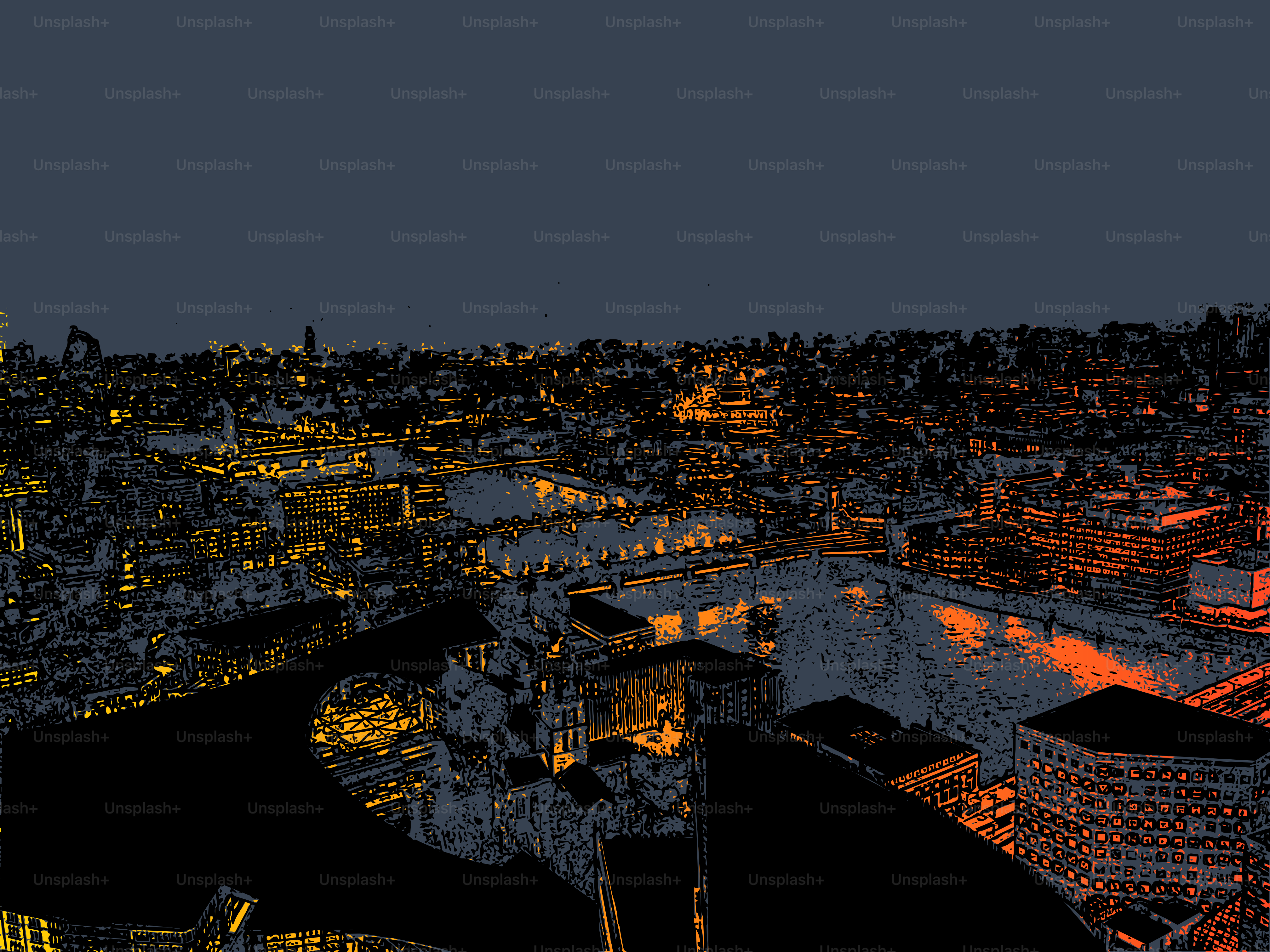 Abstract cityscape with warm and cool lighting effects